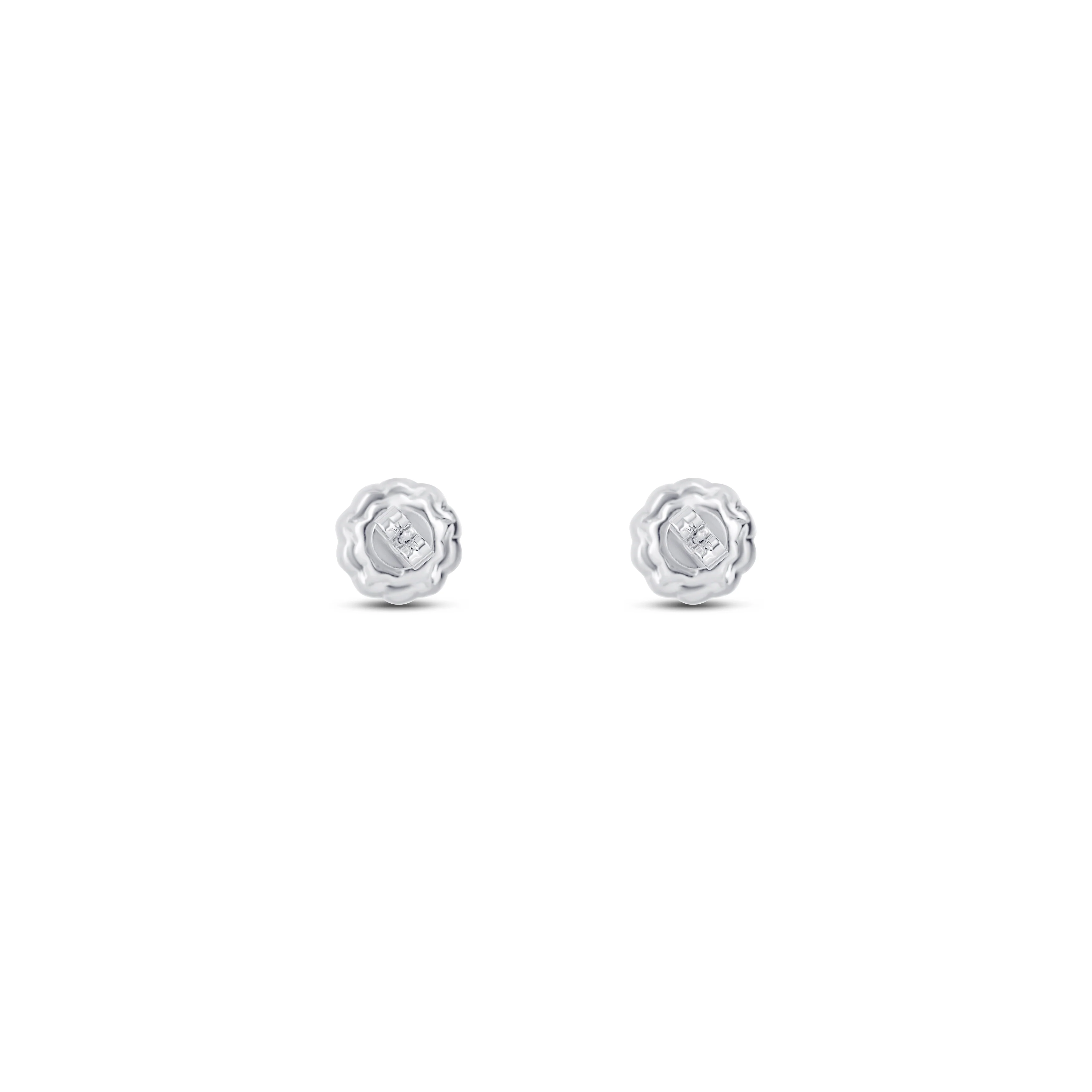 18K White Gold Sapphire & Diamond Flower Stud Earrings - Image 4