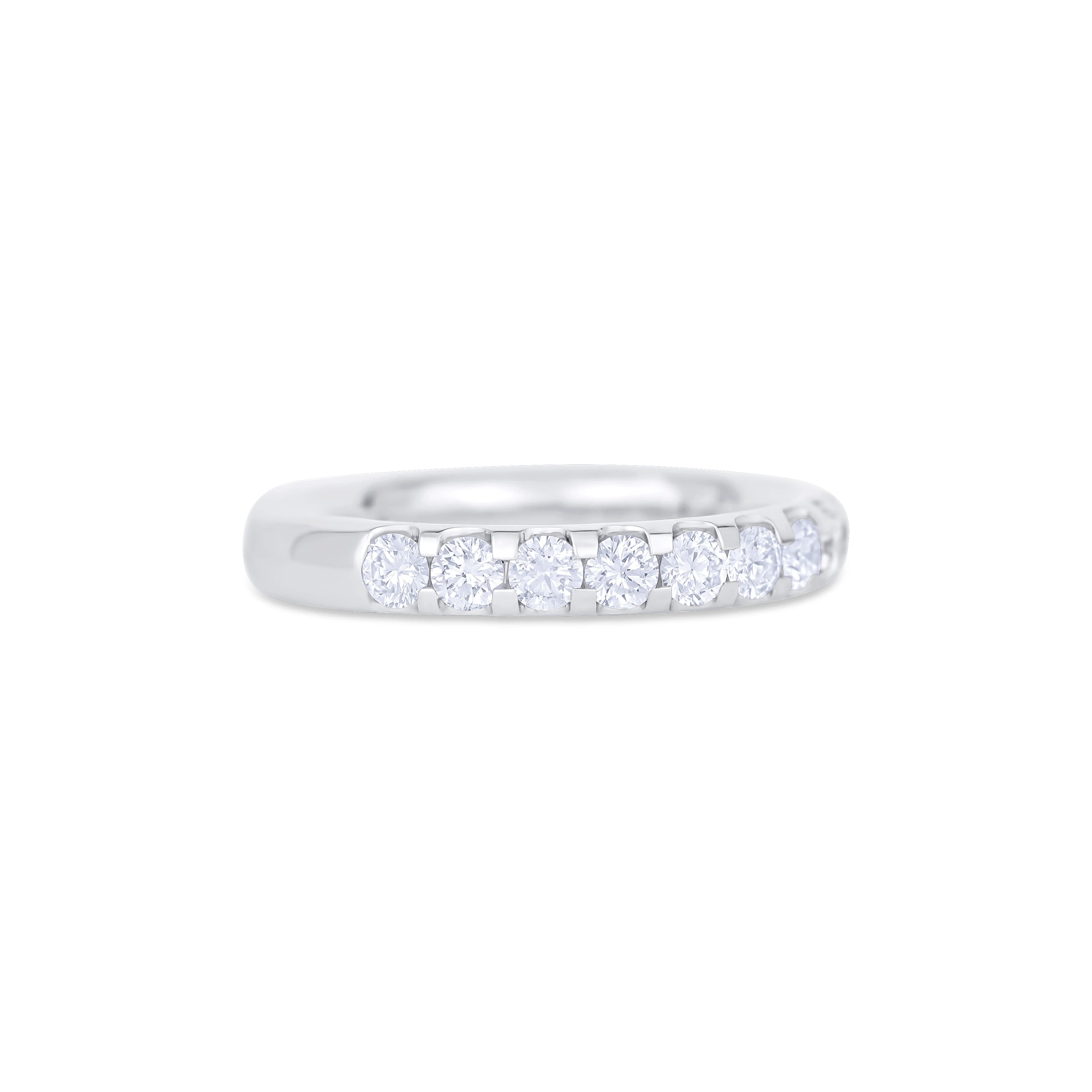 18K White Gold U Prong Round Diamond Wedding Band - Image 3