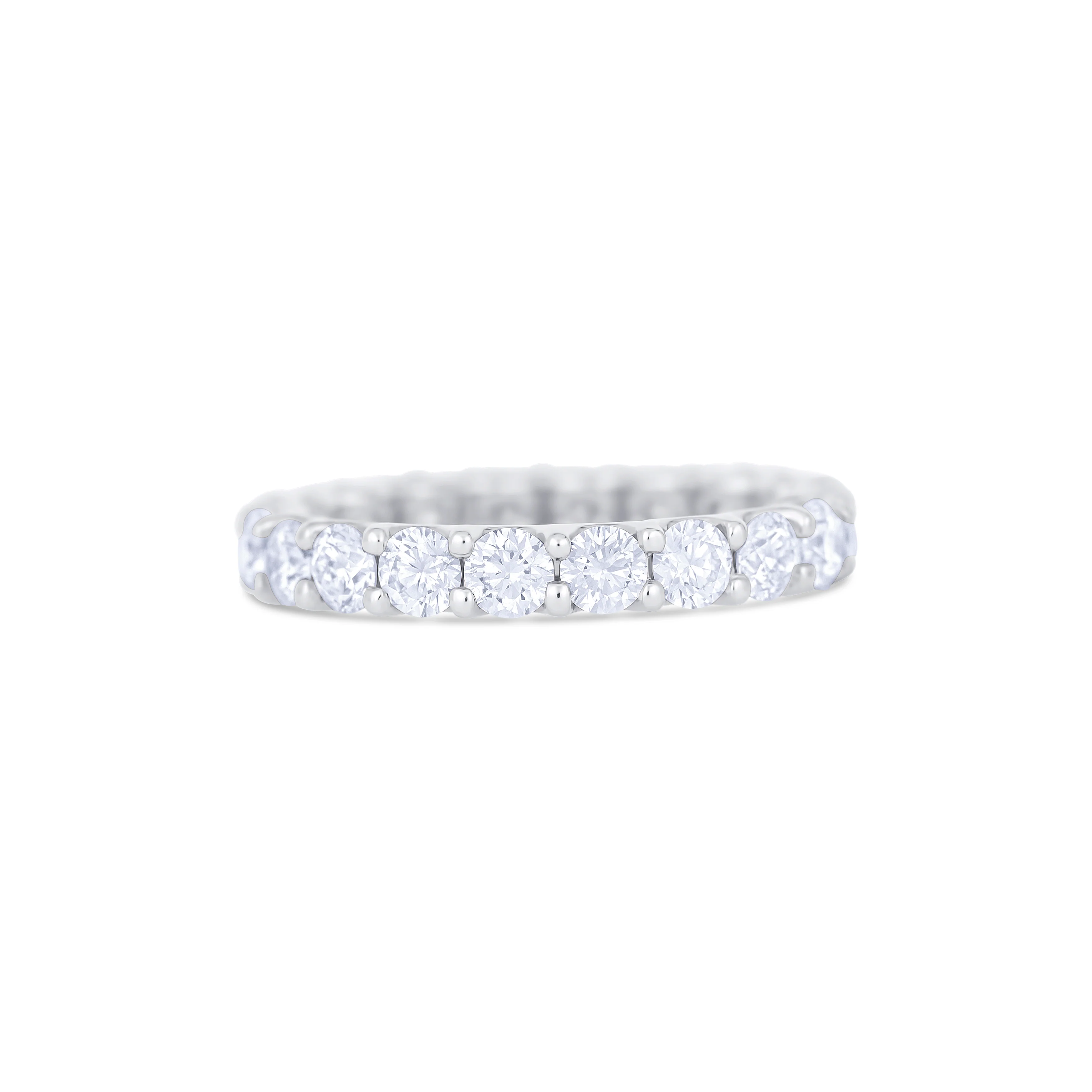 18K White Gold U Prong Set Round Cut Diamond Eternity Wedding Band