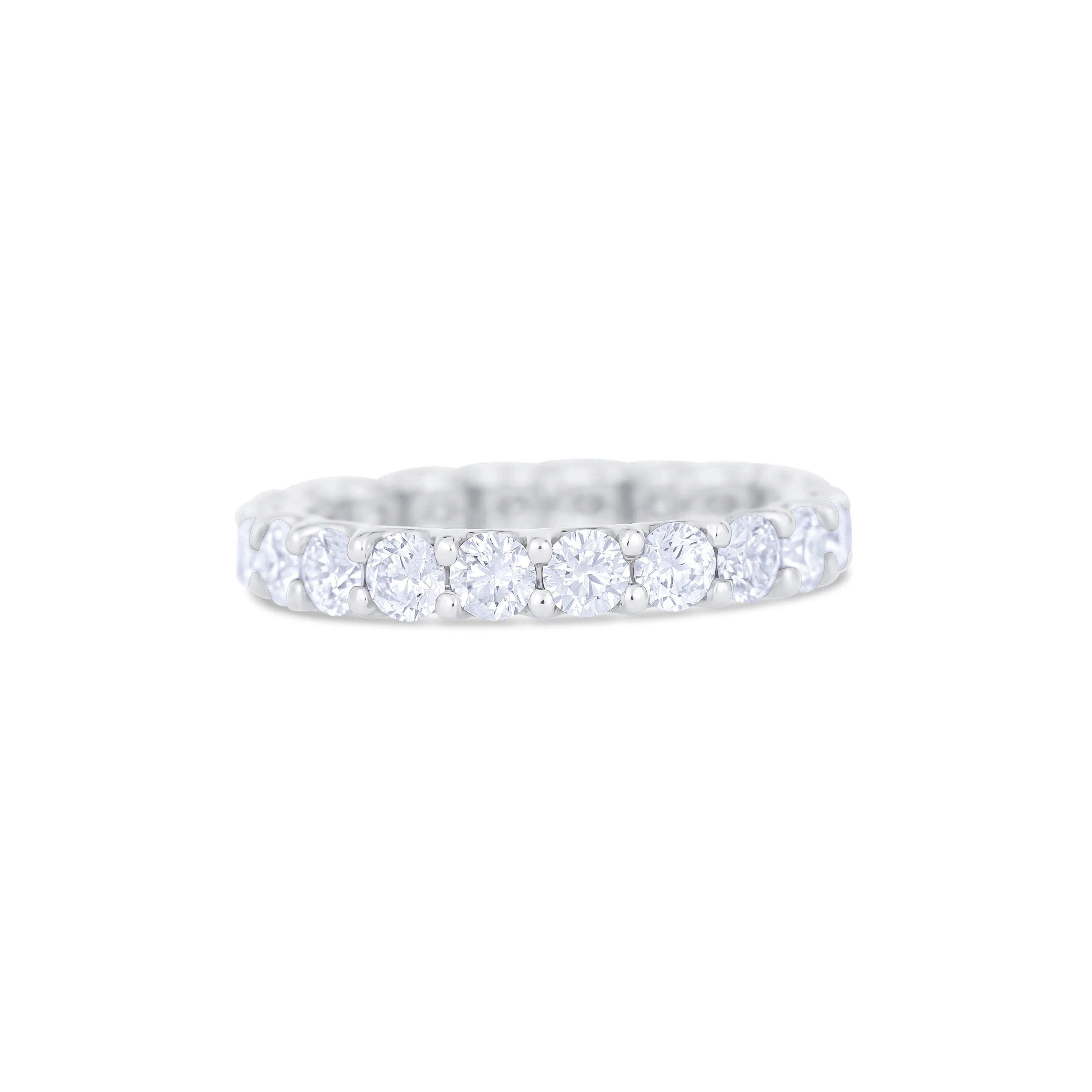 18K White Gold U Prong Set Round Cut Diamond Eternity Wedding Band - Image 2