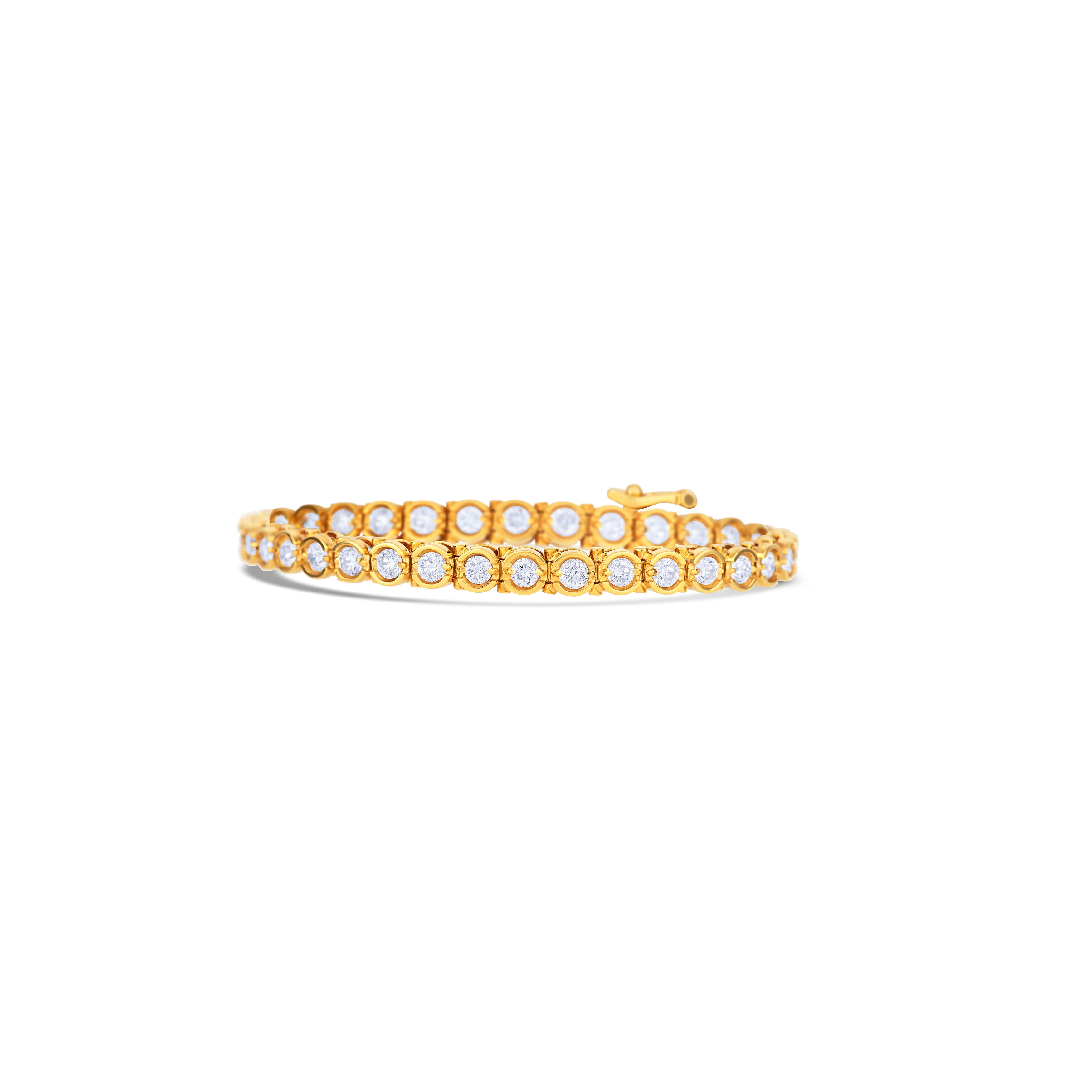 18K Yellow Gold 1/2 Bezel Tennis Bracelet - Image 2