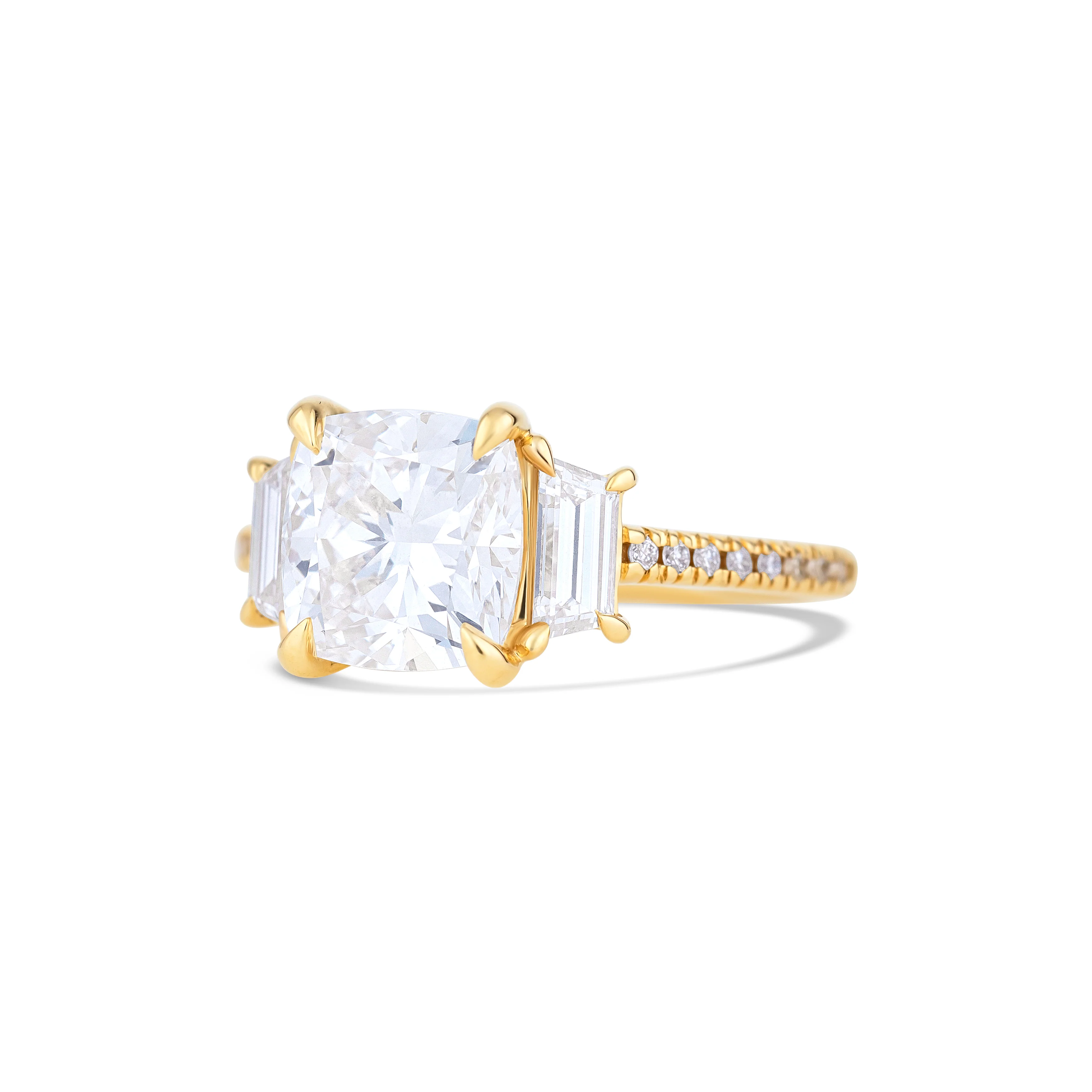 18K Yellow Gold Cushion Lab-Grown Diamond Engagement Ring - Image 2