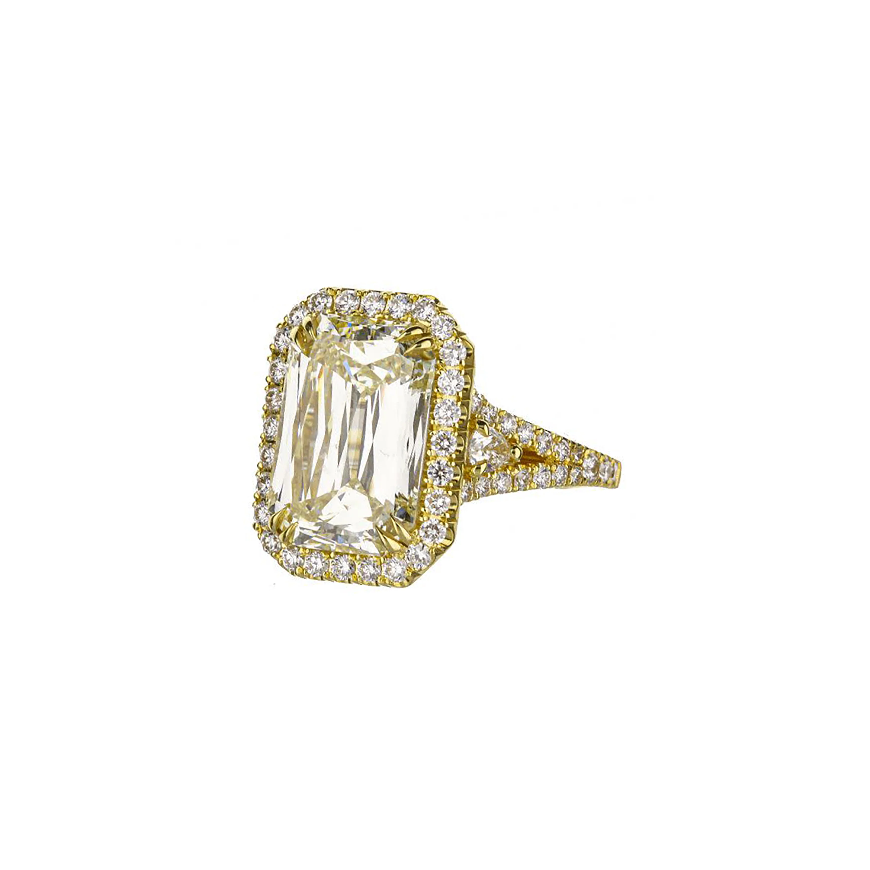 18K Yellow Gold Custom Scissor Cut Diamond Engagement Ring - Image 2
