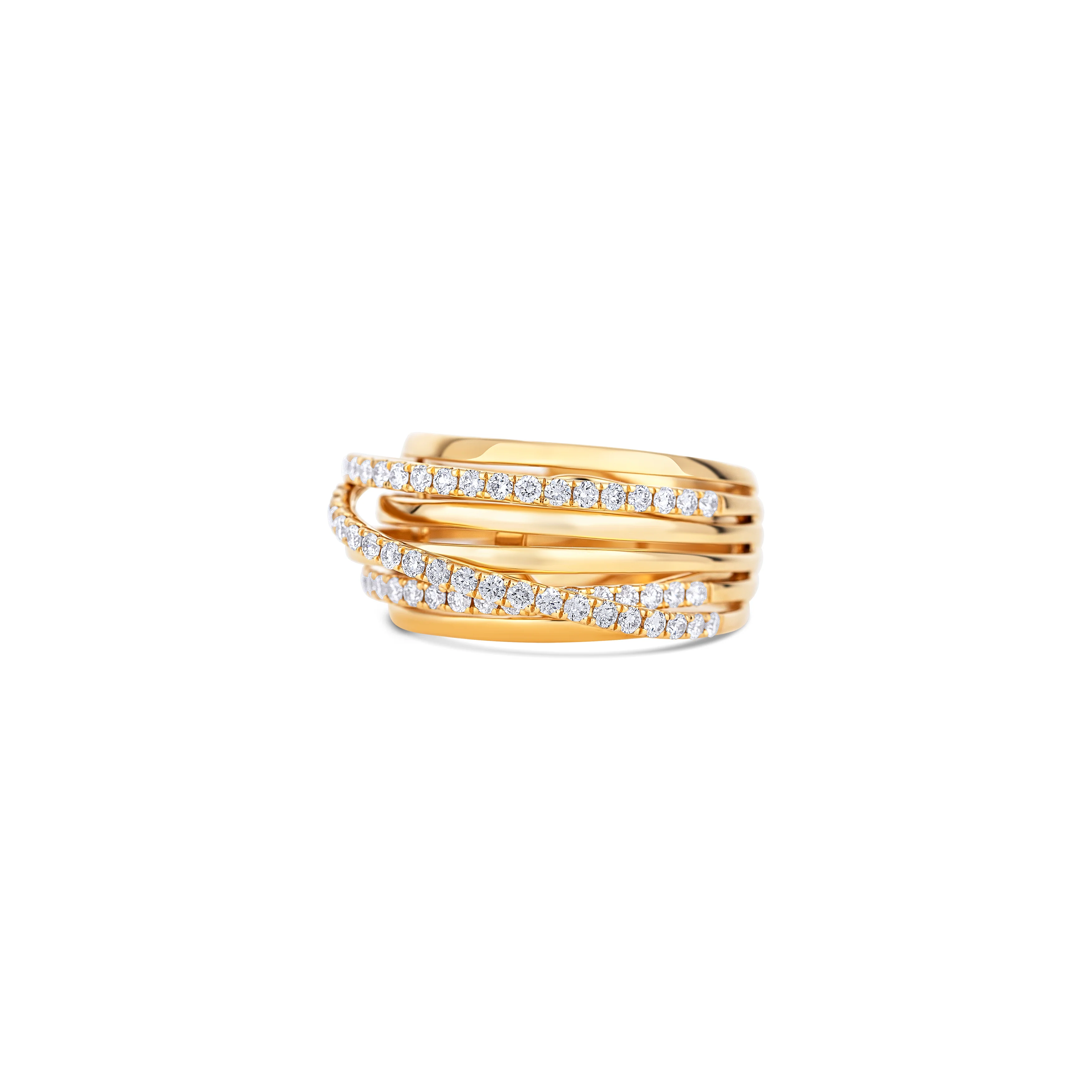 18K Yellow Gold Diamond Criss-Cross Ring - Image 2