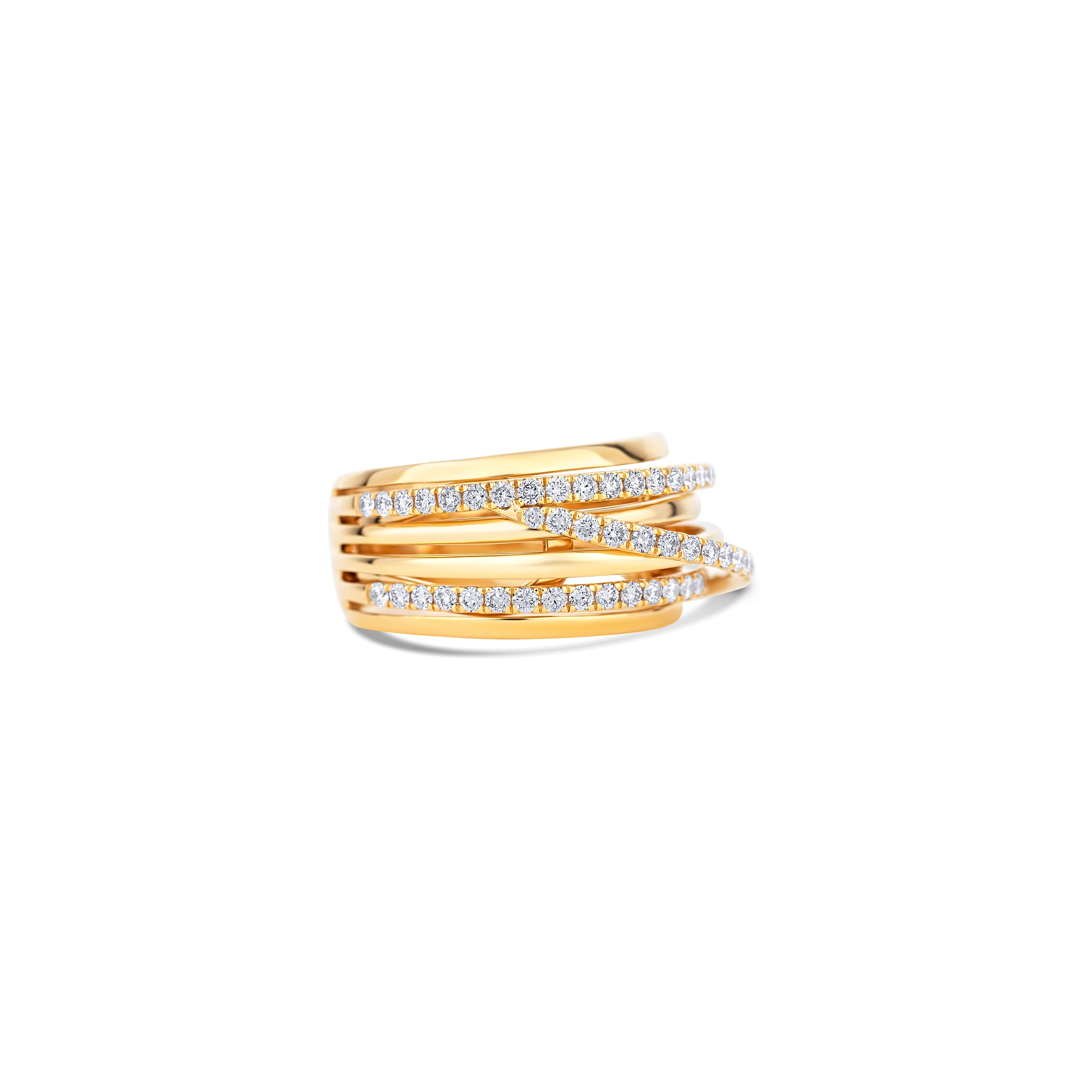 18K Yellow Gold Diamond Criss-Cross Ring - Image 3