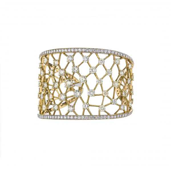 18K Yellow Gold Diamond Cuff Bracelet - Image 2