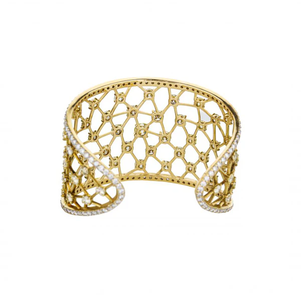 18K Yellow Gold Diamond Cuff Bracelet - Image 3