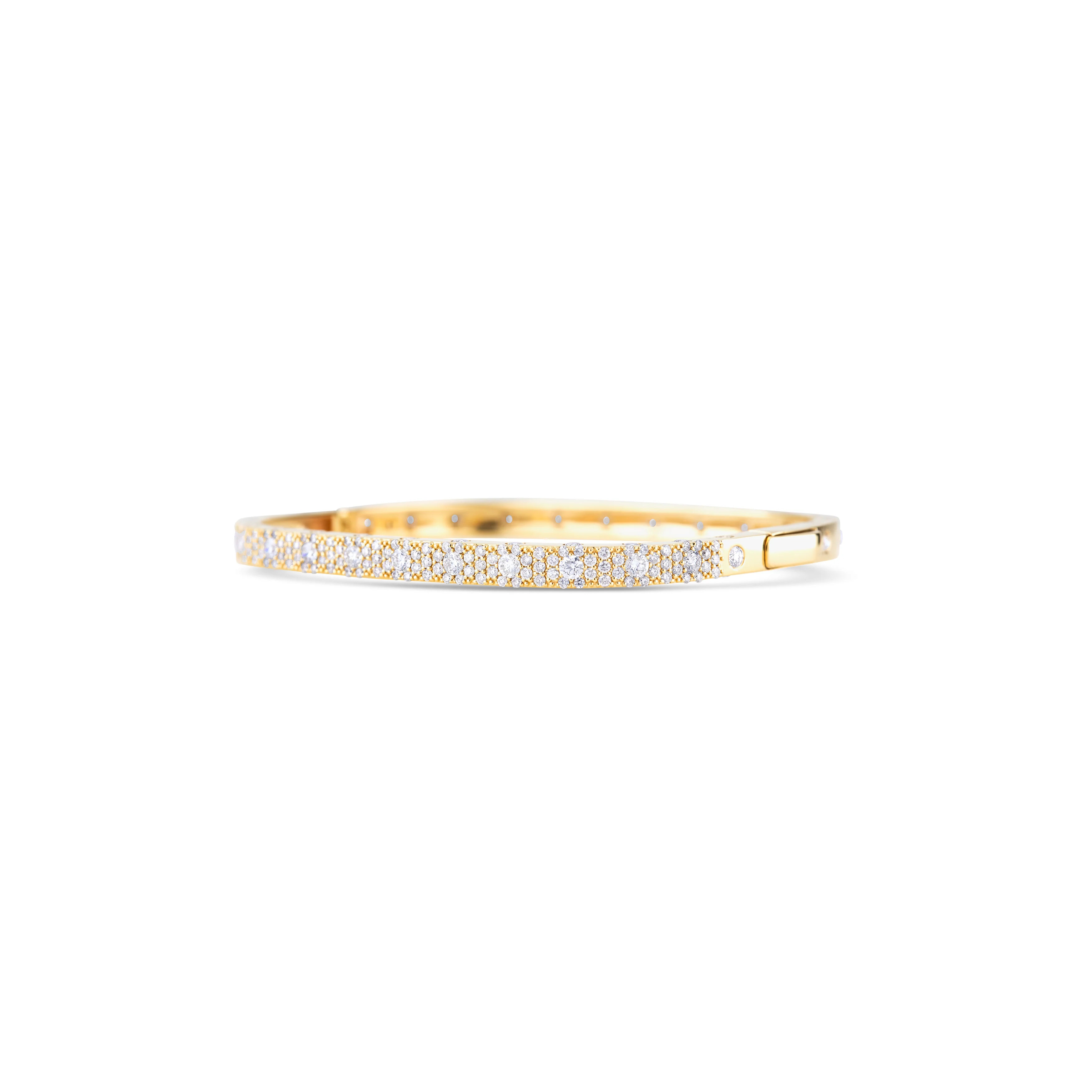 18K Yellow Gold Diamond Hinged Bracelet - Image 2