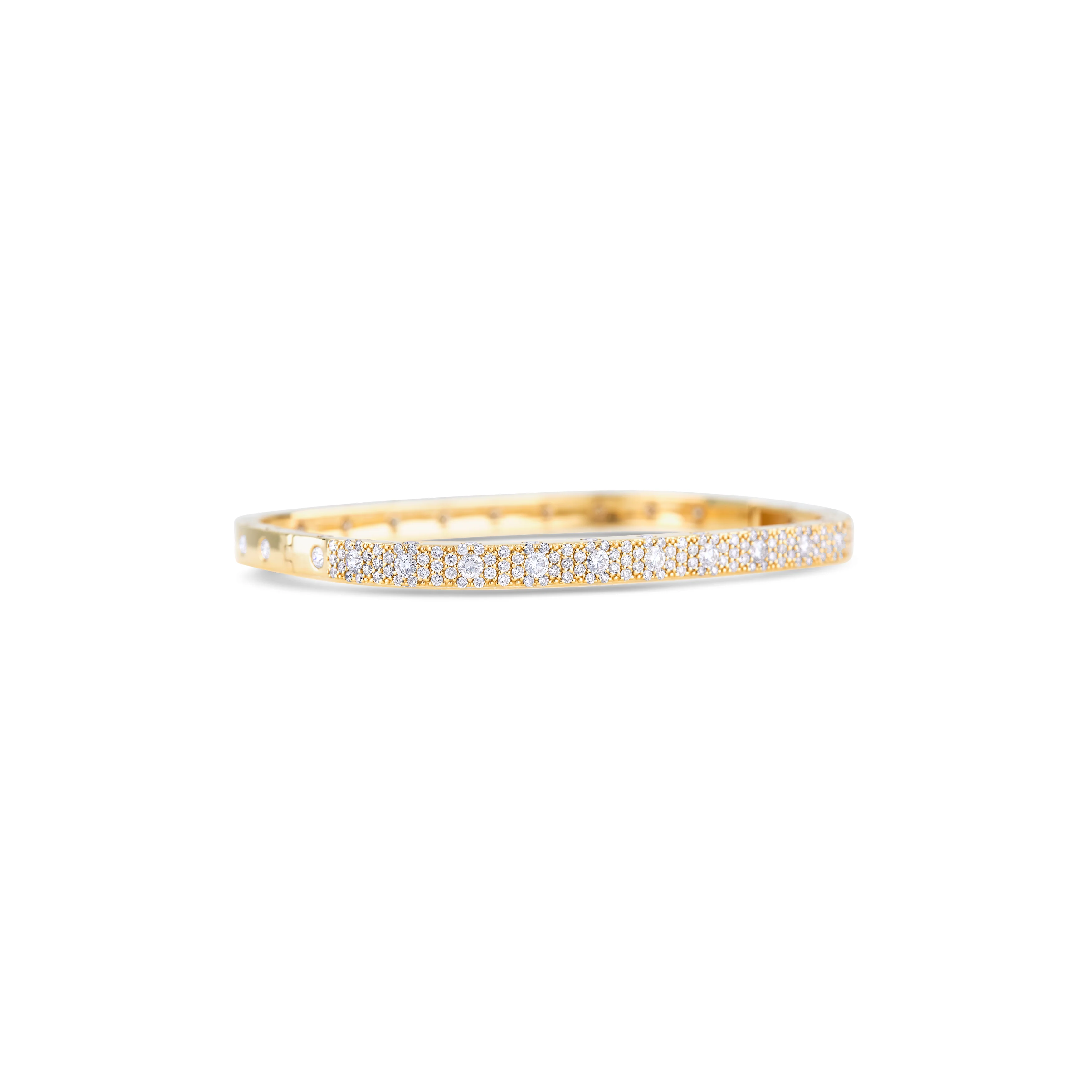 18K Yellow Gold Diamond Hinged Bracelet - Image 3