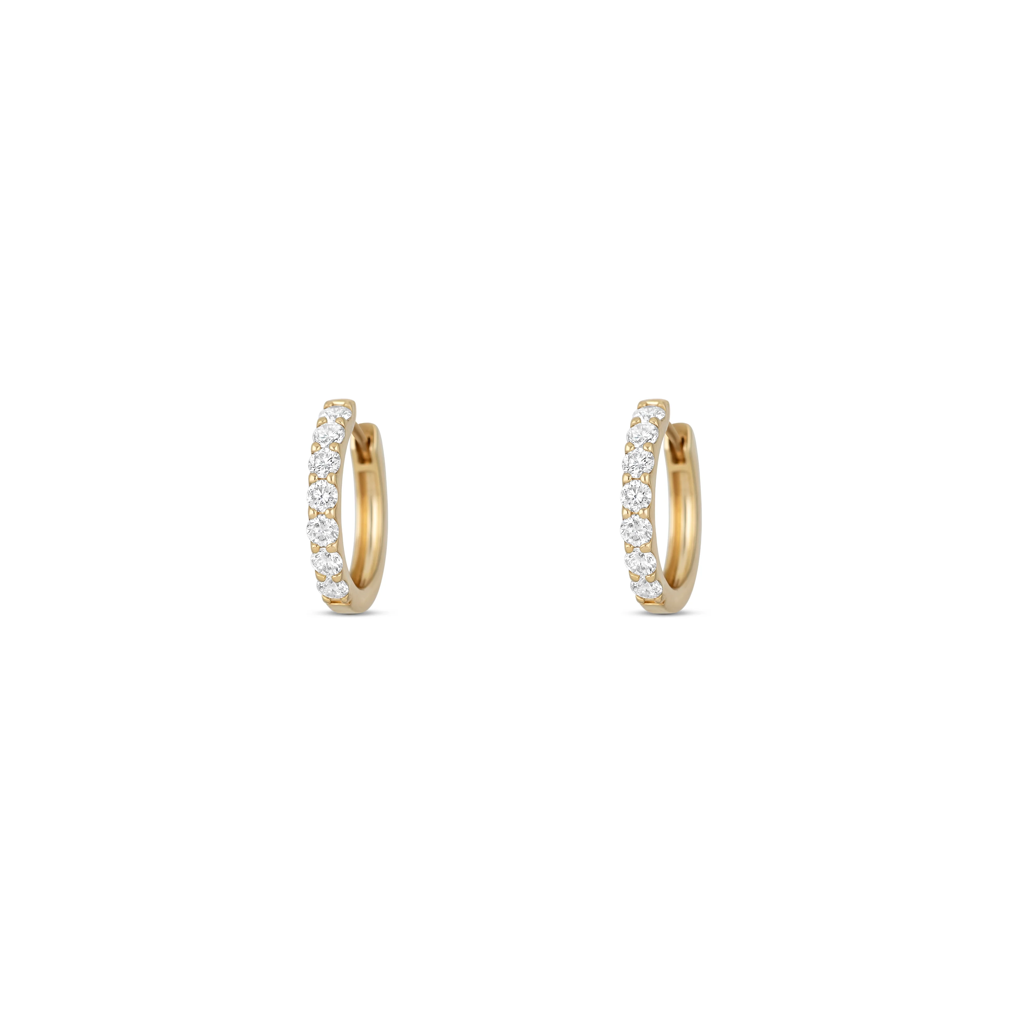 18K Yellow Gold Diamond Huggie Earrings - Image 2