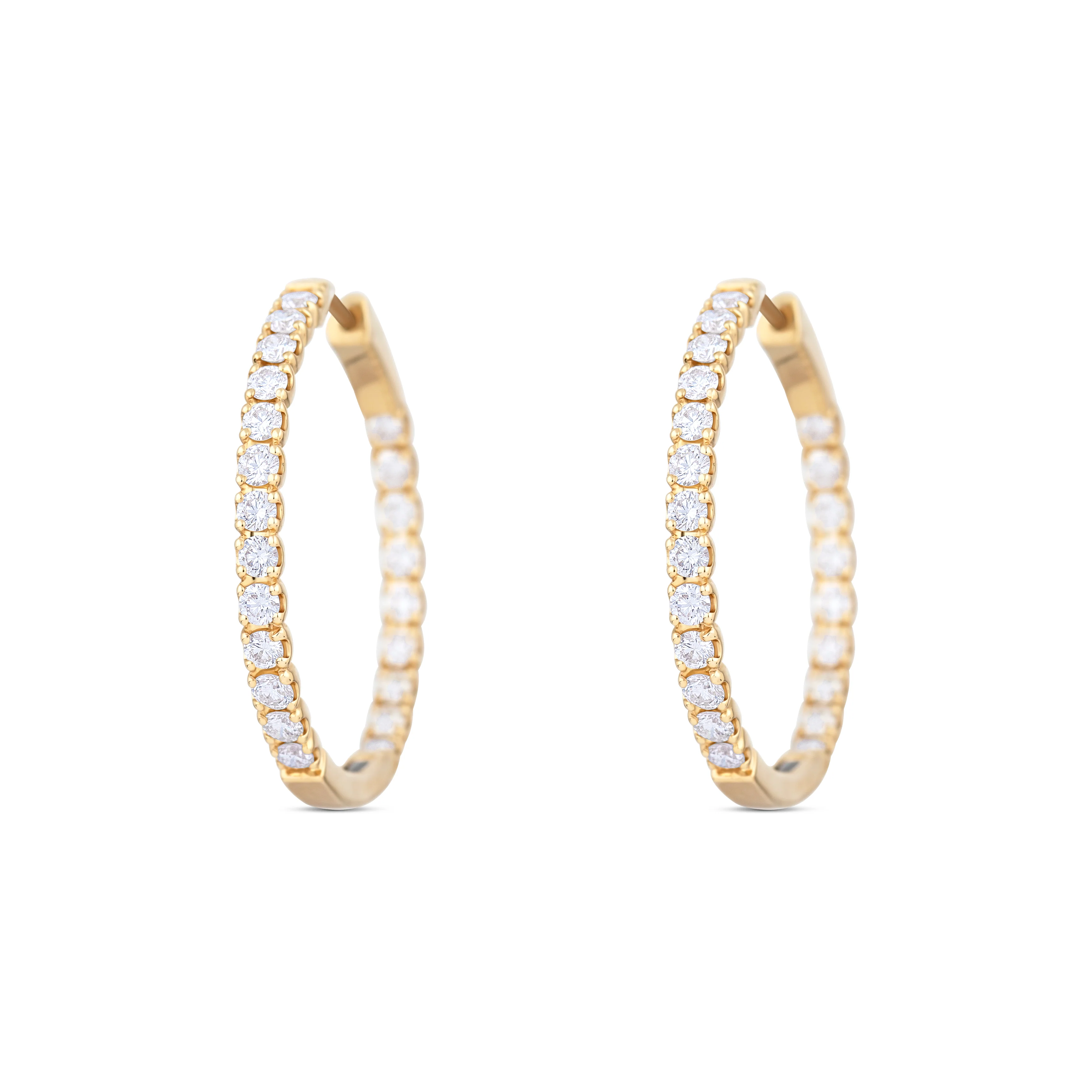 18K Yellow Gold Diamond Inside-Out Earrings - Image 2