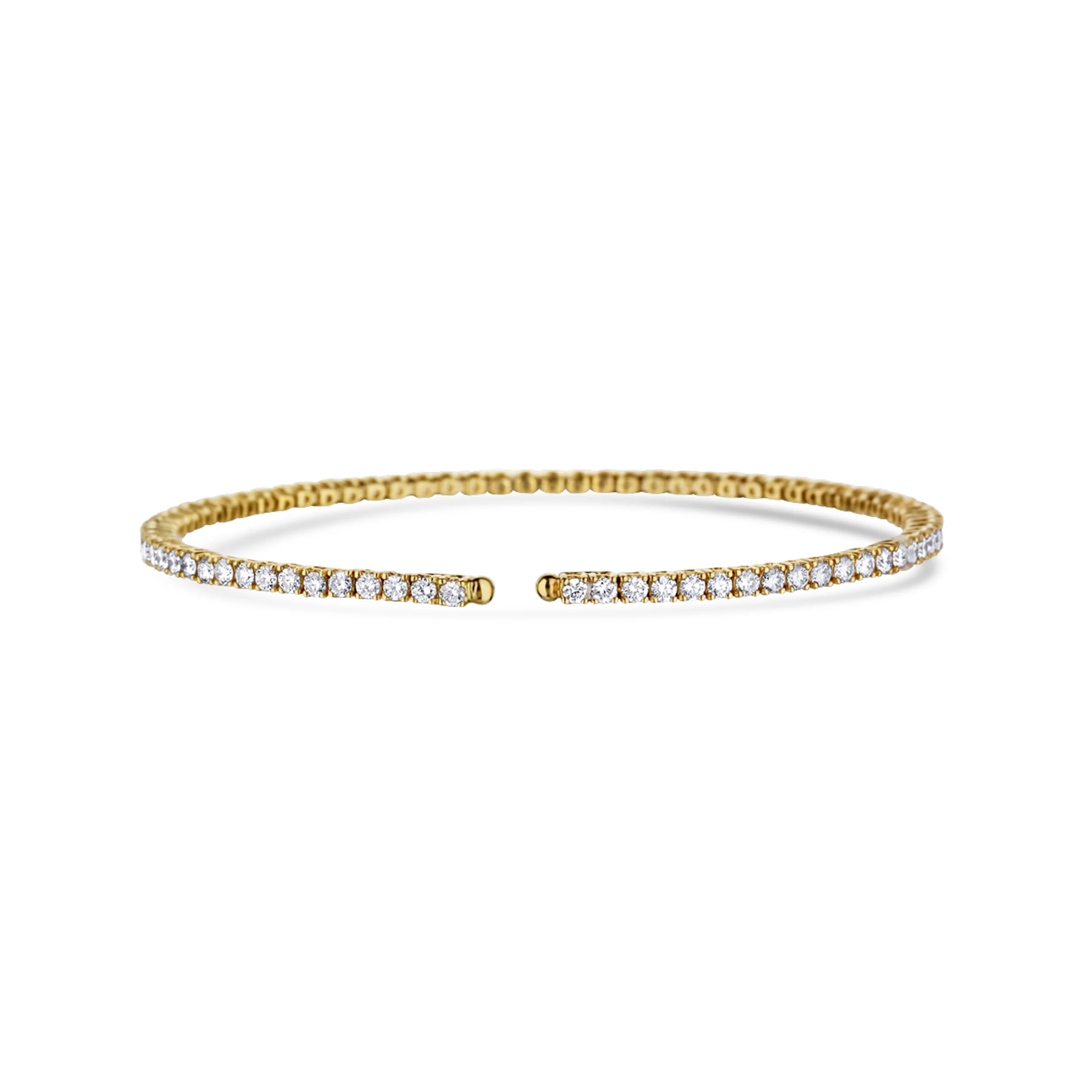 18K Yellow Gold Diamond Prong Set 2.25 Inch Oval Cuff - Image 3