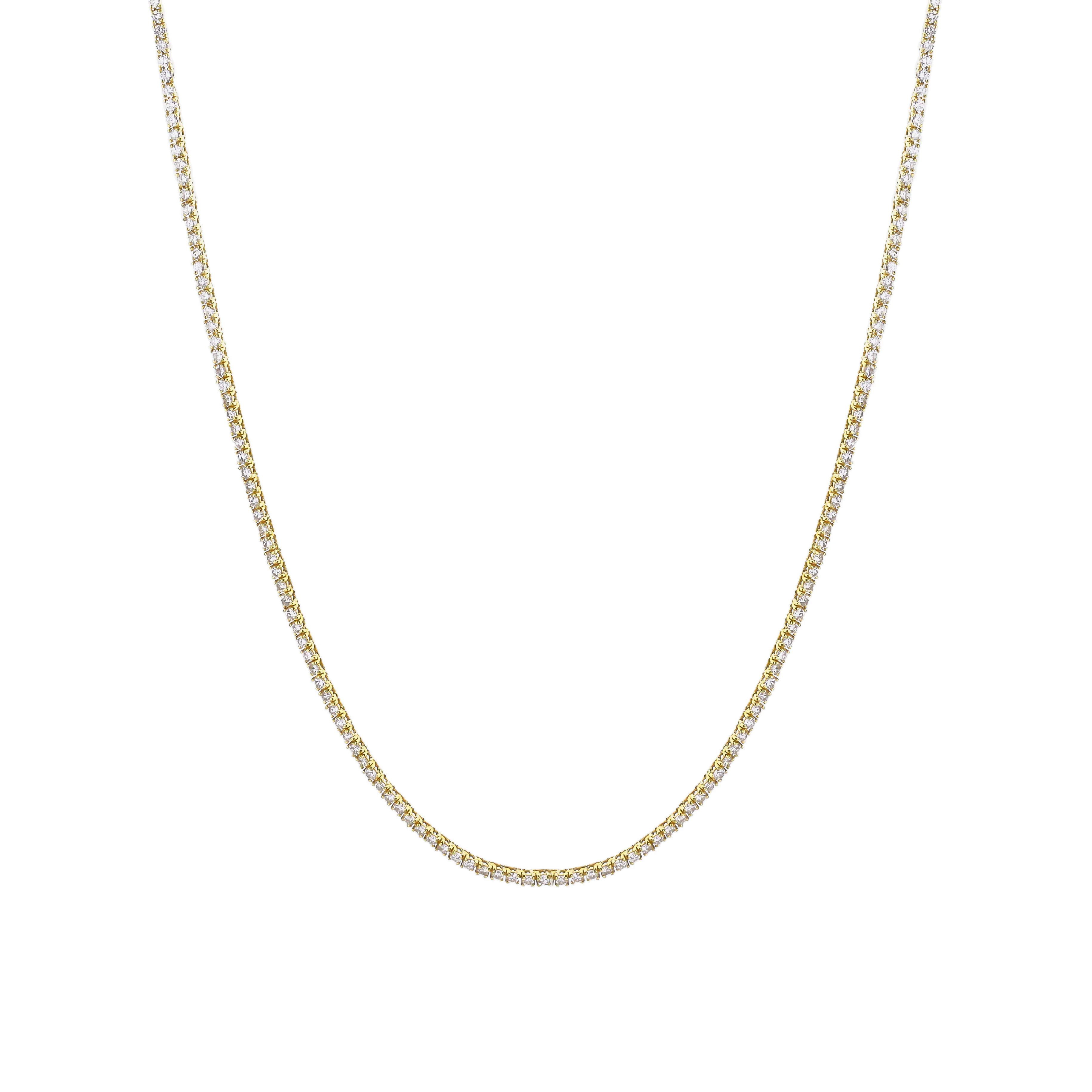 18K Yellow Gold Diamond Tennis Necklace