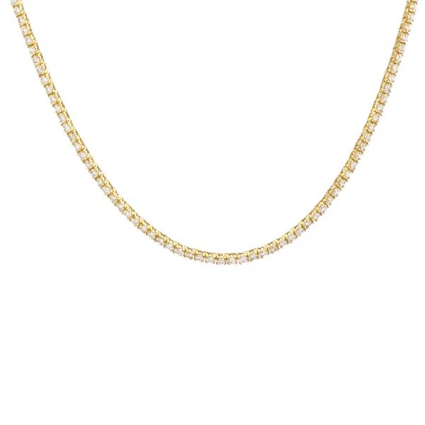 18K Yellow Gold Diamond Tennis Necklace - Image 2