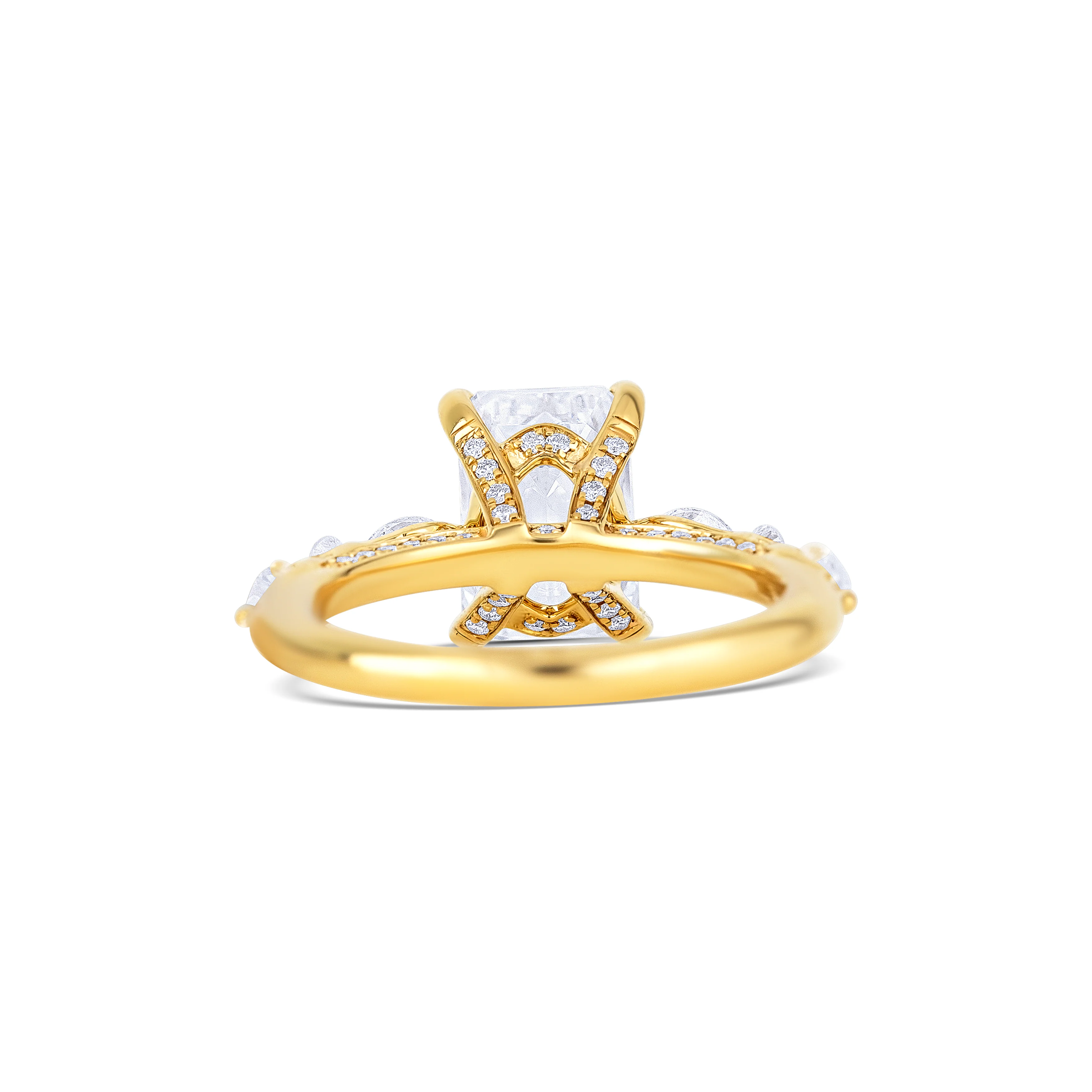 18K Yellow Gold Emerald Diamond Engagement Ring - Image 4