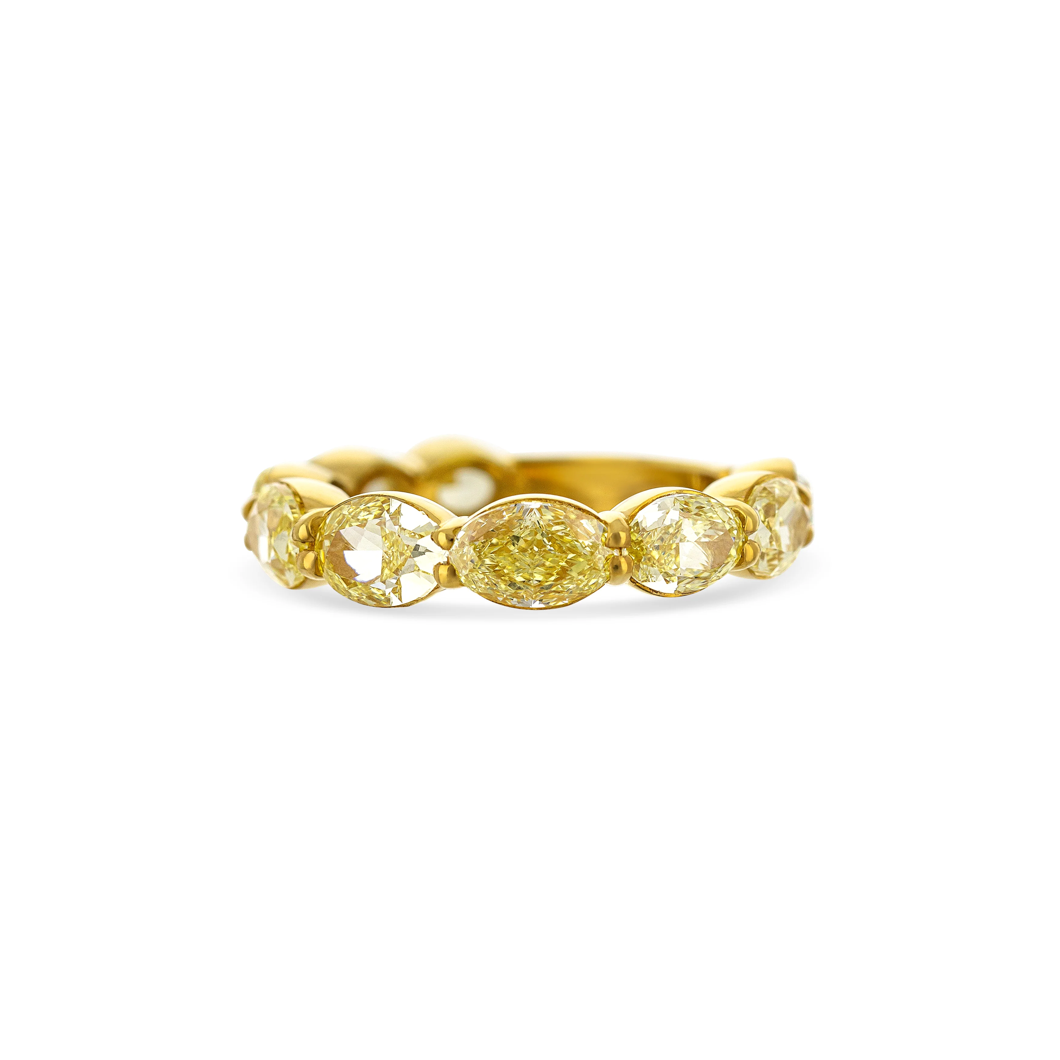 18K Yellow Gold Fancy Yellow Oval Cut Diamond Band - Image 2