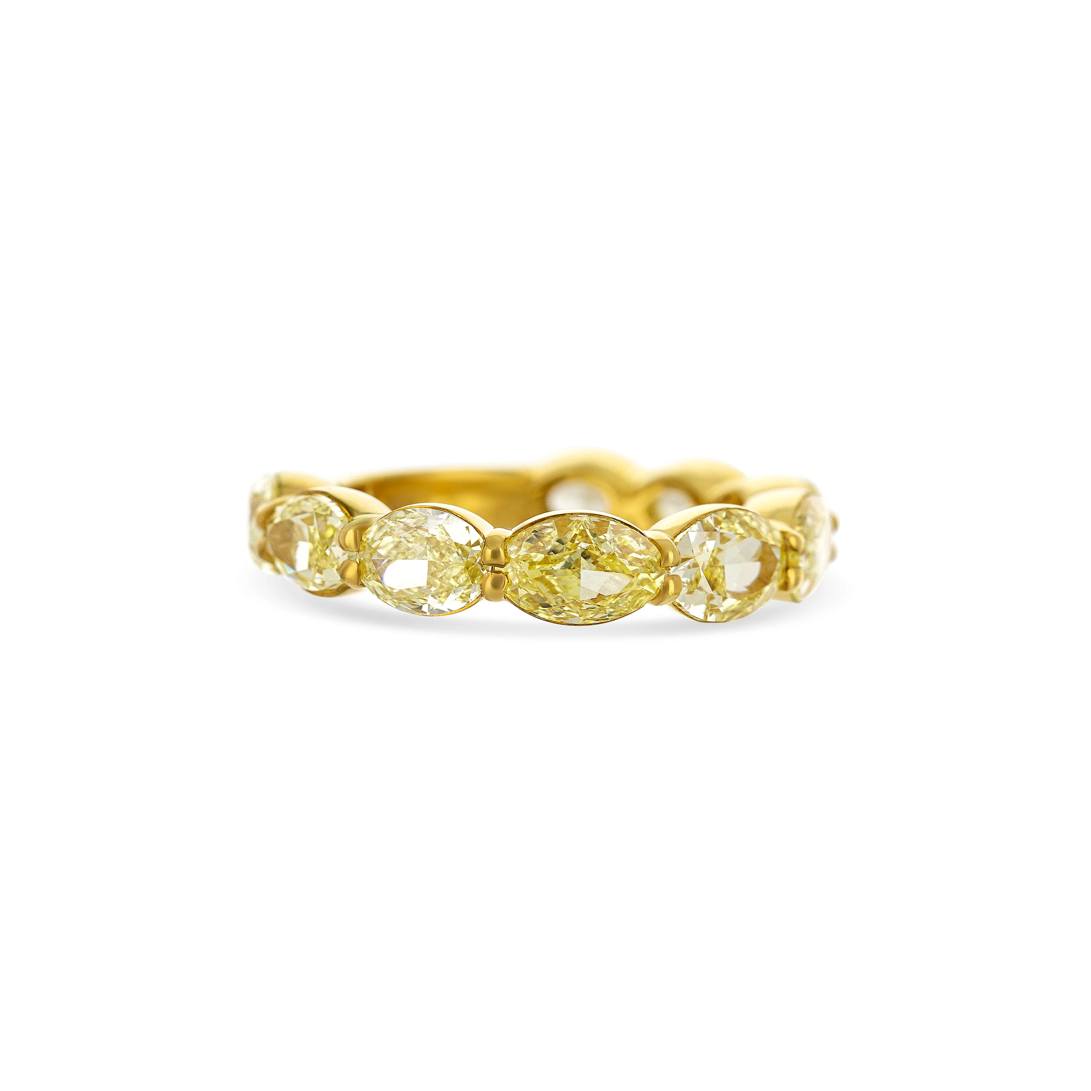 18K Yellow Gold Fancy Yellow Oval Cut Diamond Band - Image 3