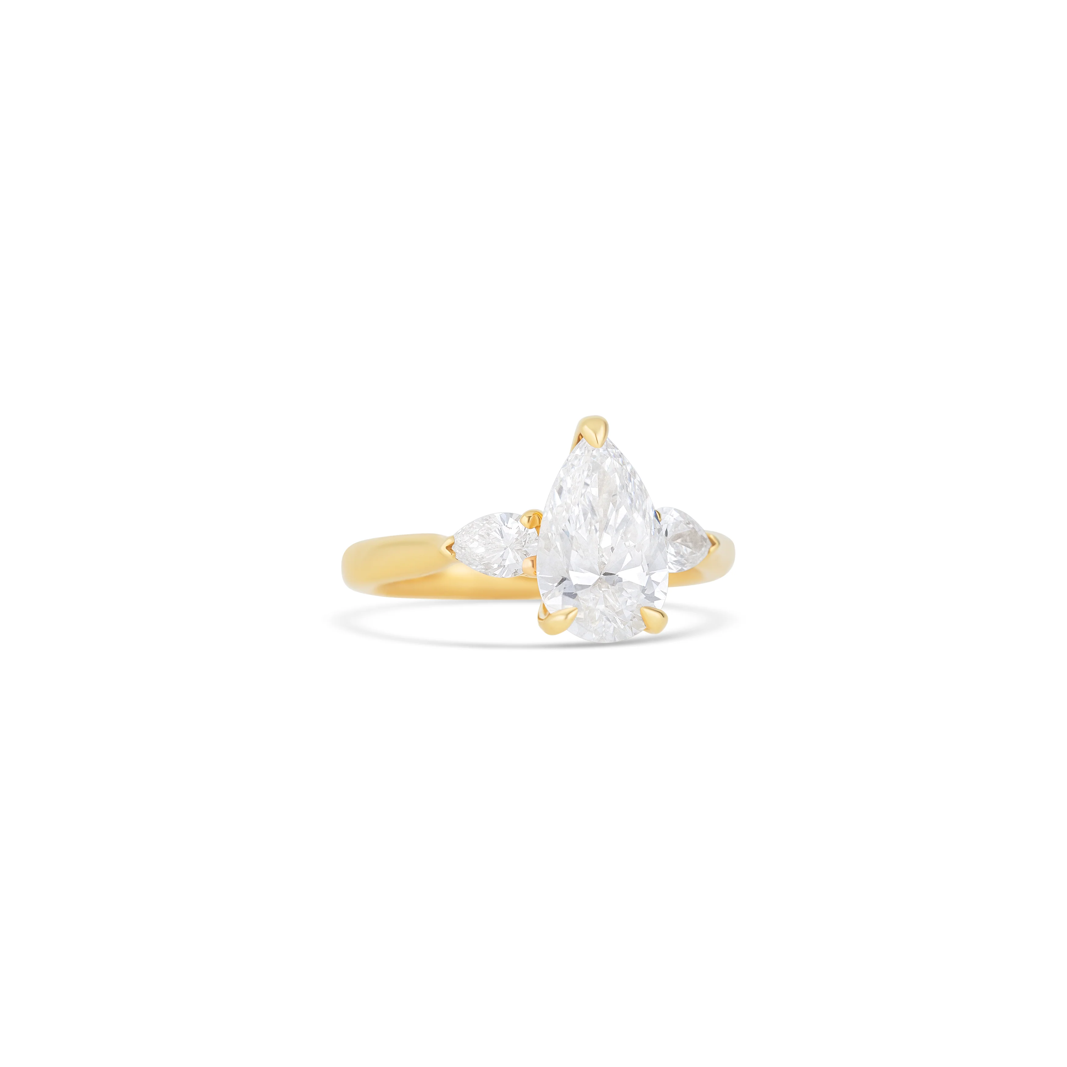18K Yellow Gold Lab Grown Pear Diamond Engagement Ring 2.05 ct - Image 3