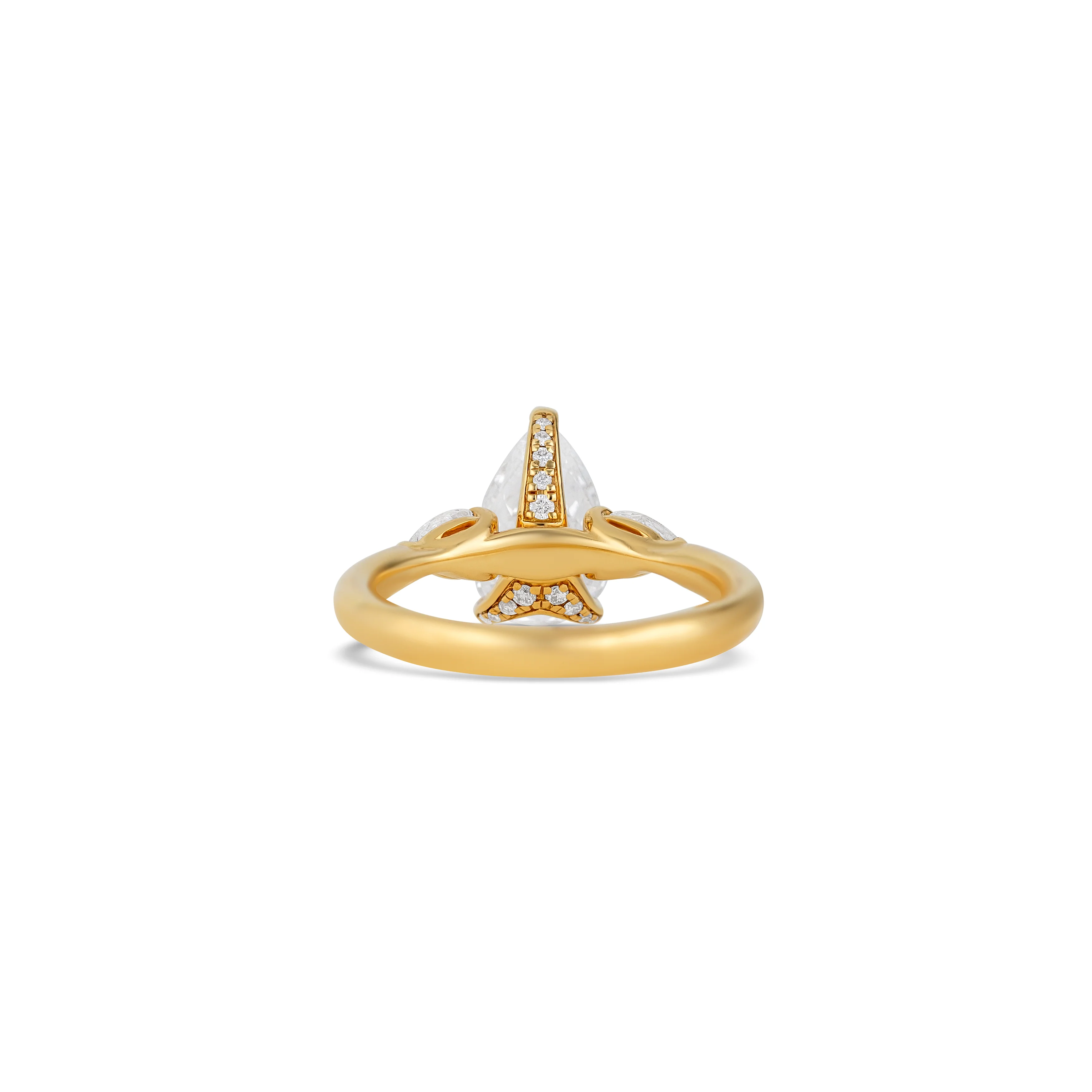 18K Yellow Gold Lab Grown Pear Diamond Engagement Ring 2.05 ct - Image 4