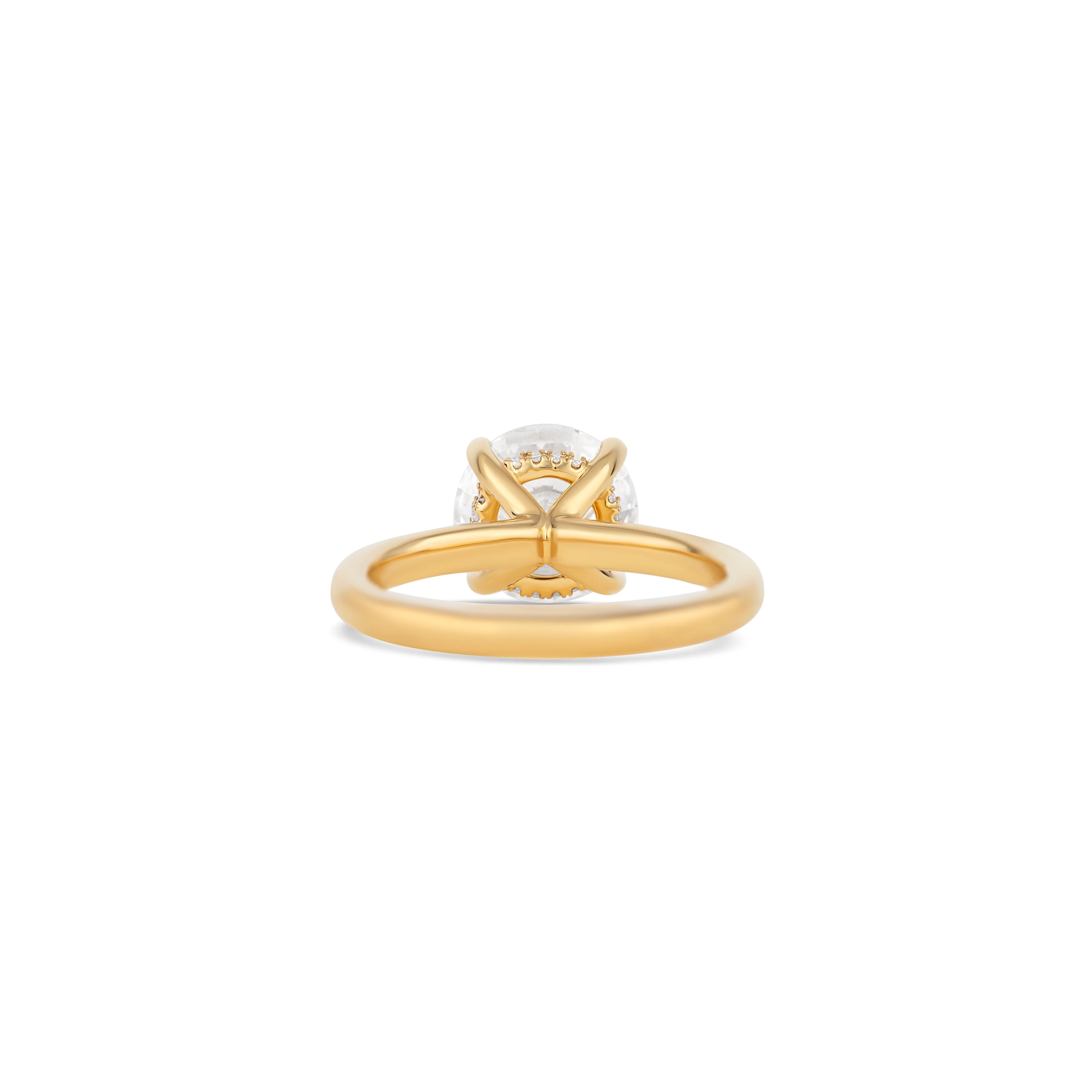 18K Yellow Gold Lab Grown Round Diamond Halo Engagement Ring - Image 4