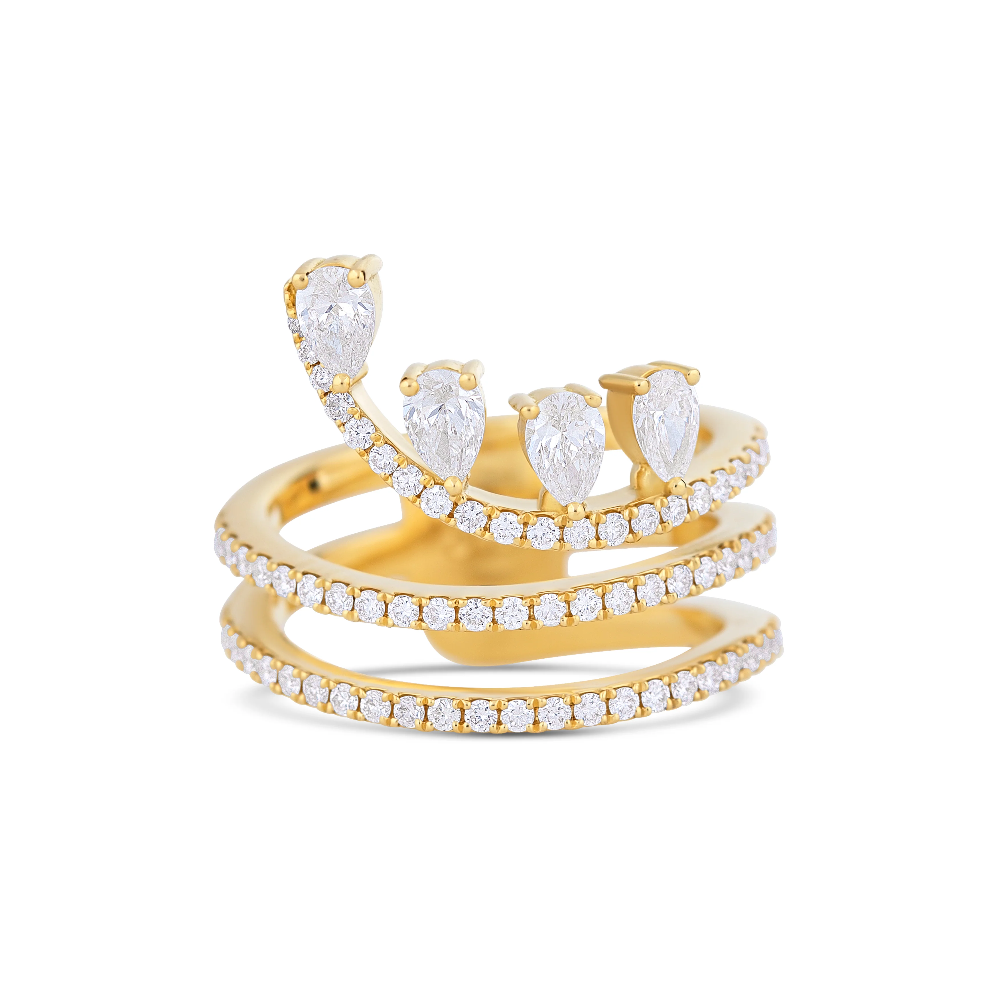 18K Yellow Gold Multi Shape Diamond Fashion Ring