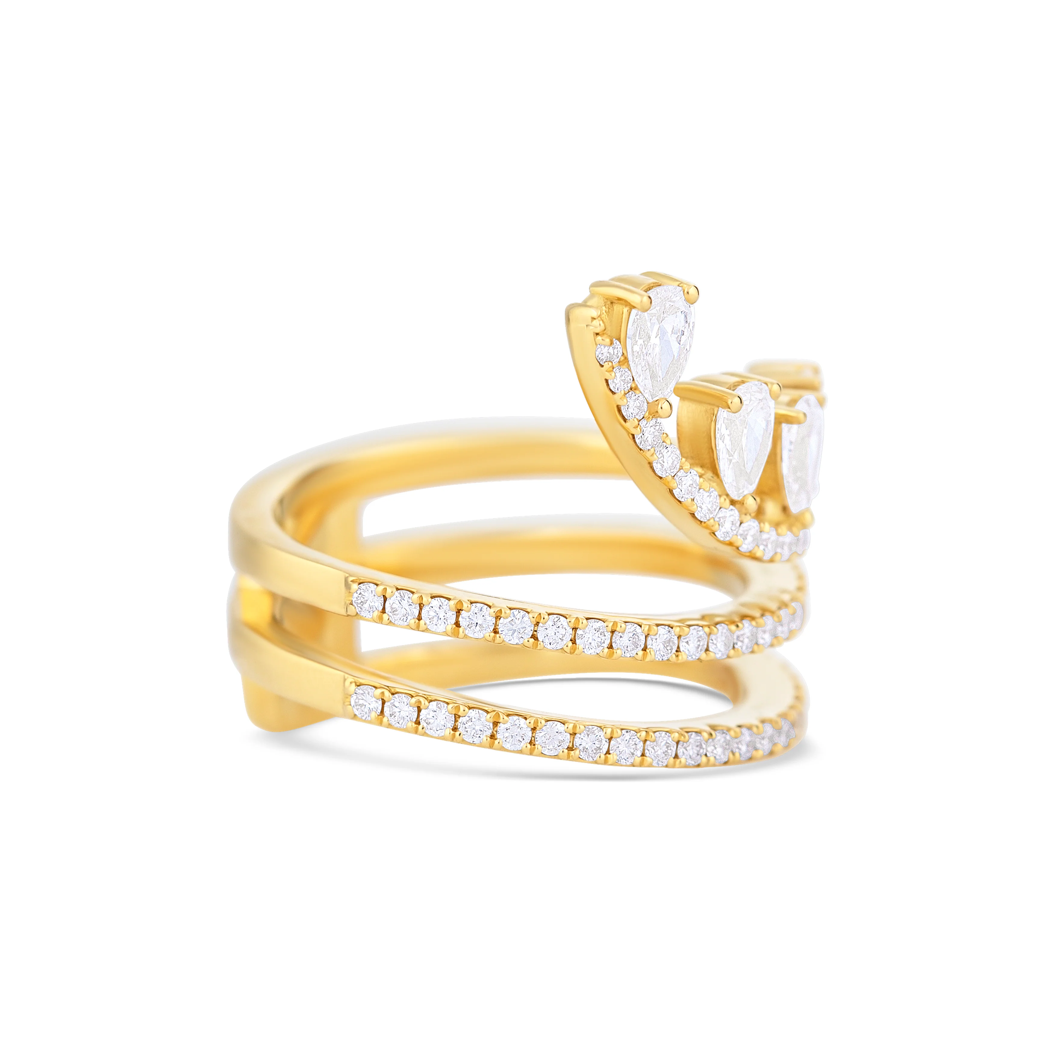 18K Yellow Gold Multi Shape Diamond Fashion Ring - Image 3