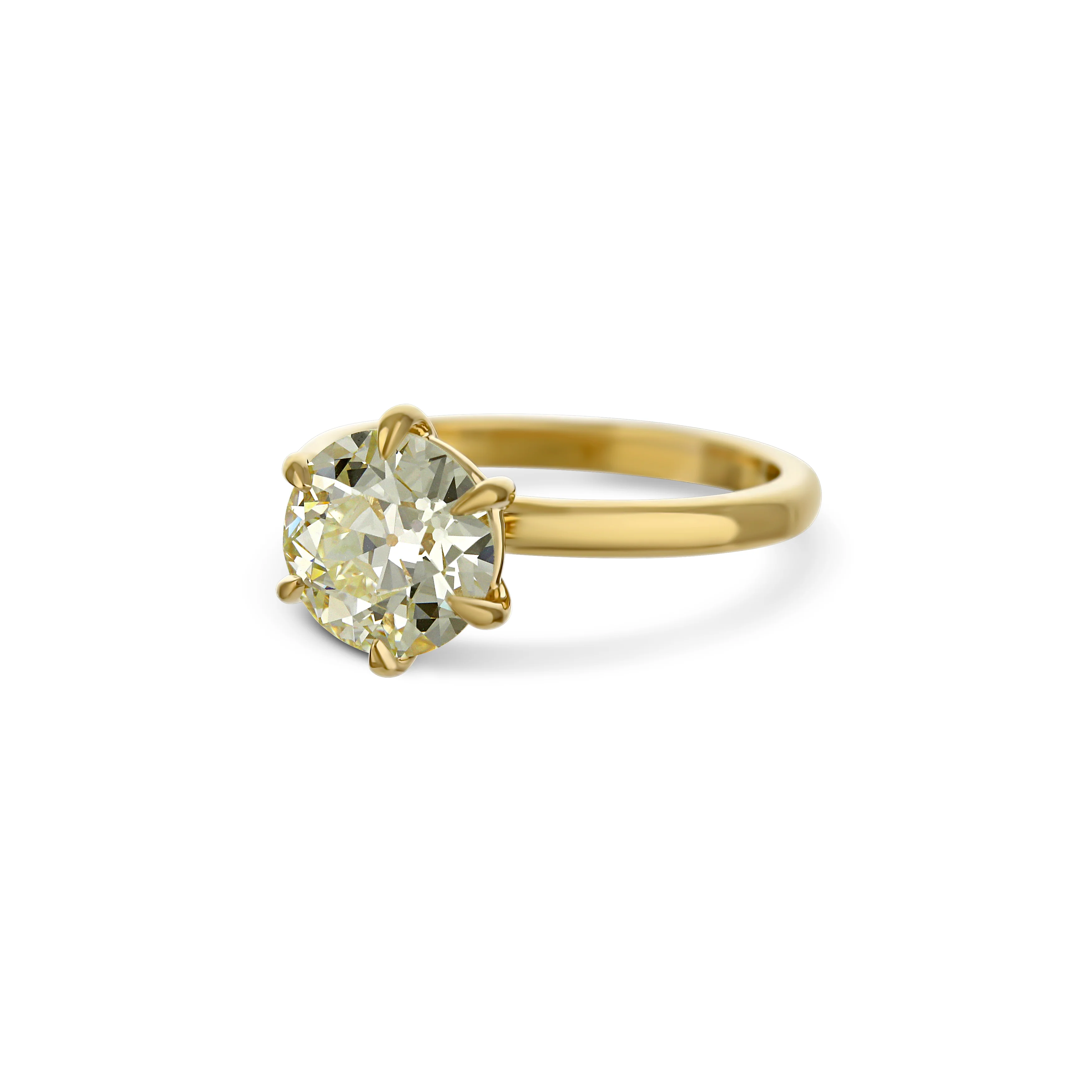 18K Yellow Gold Old European Brilliant Cut Diamond Ring - Image 2