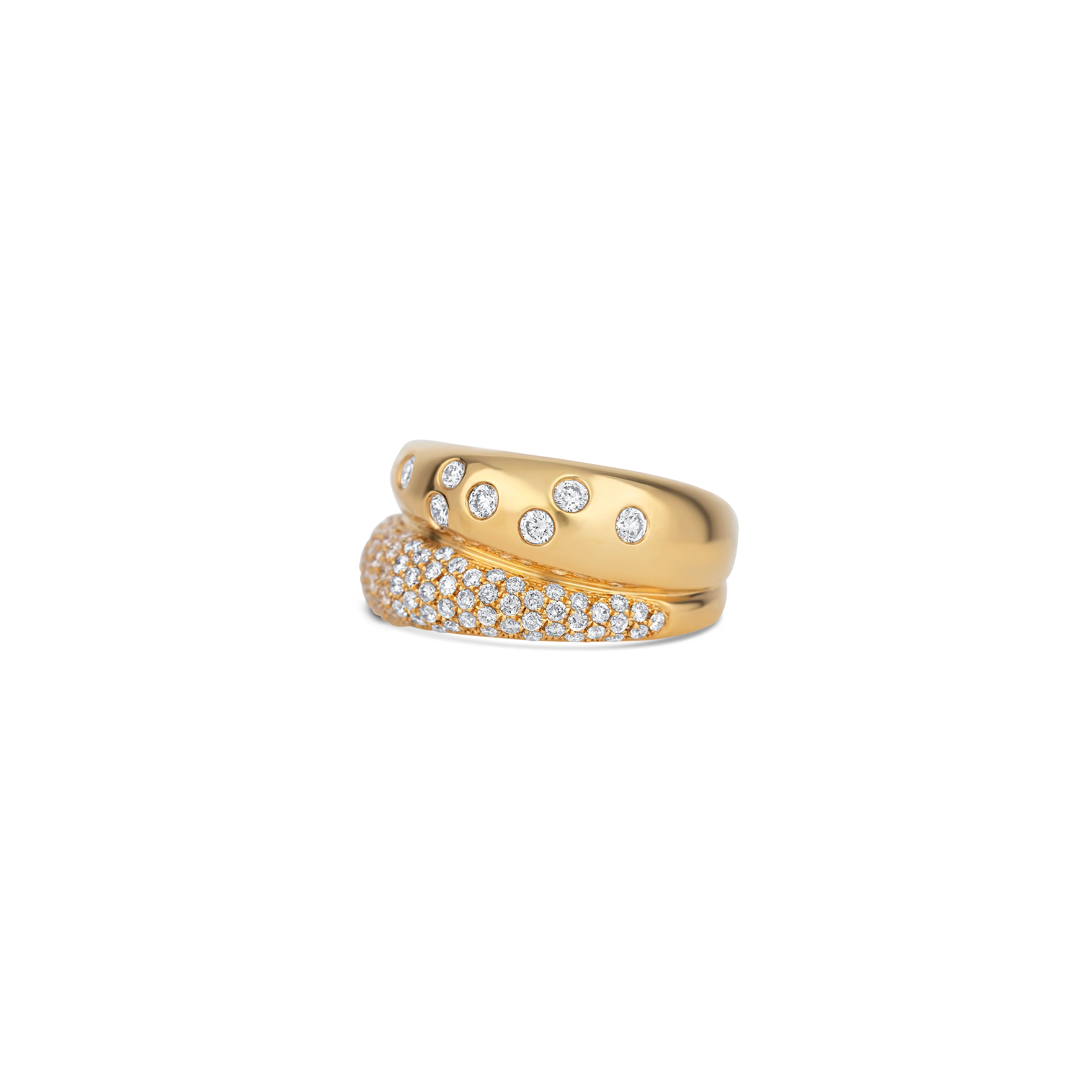 18K Yellow Gold Pave Diamond Inlay Split Ring - Image 2