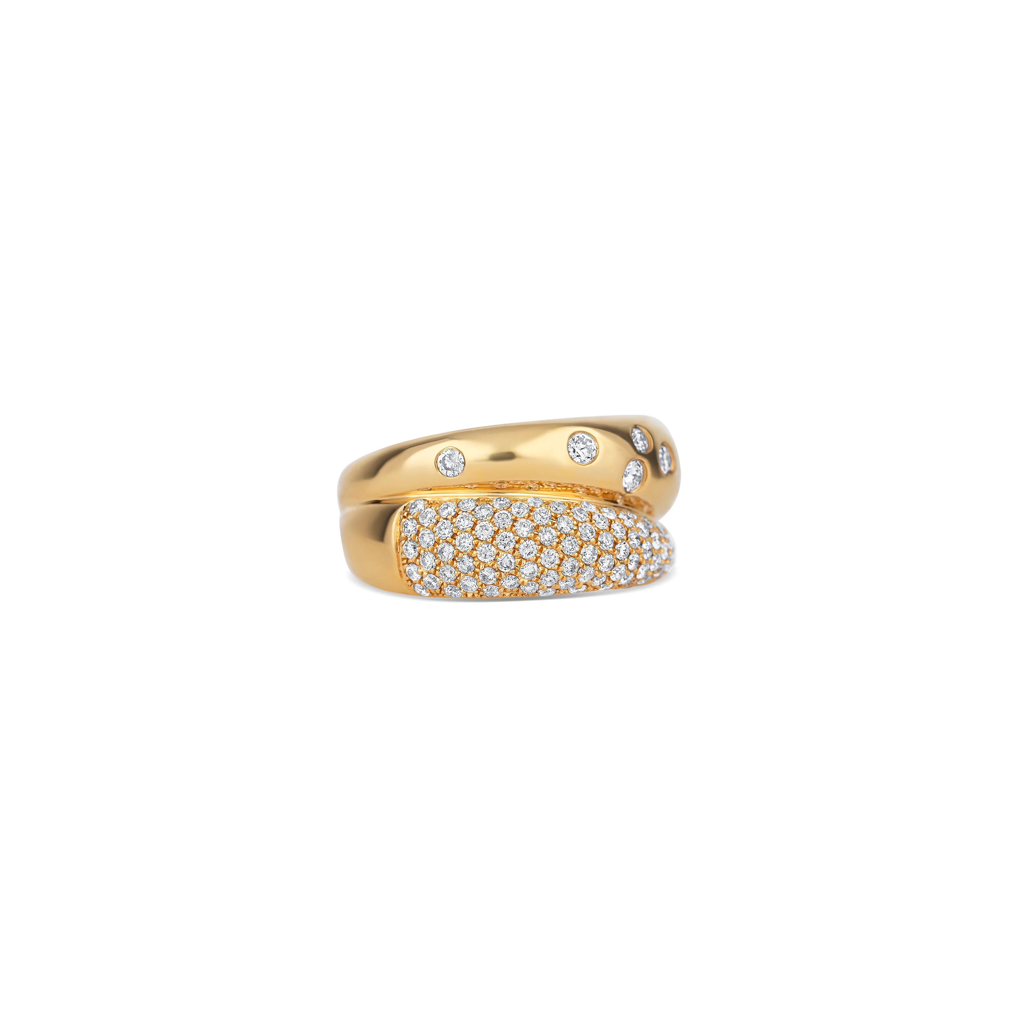 18K Yellow Gold Pave Diamond Inlay Split Ring - Image 3