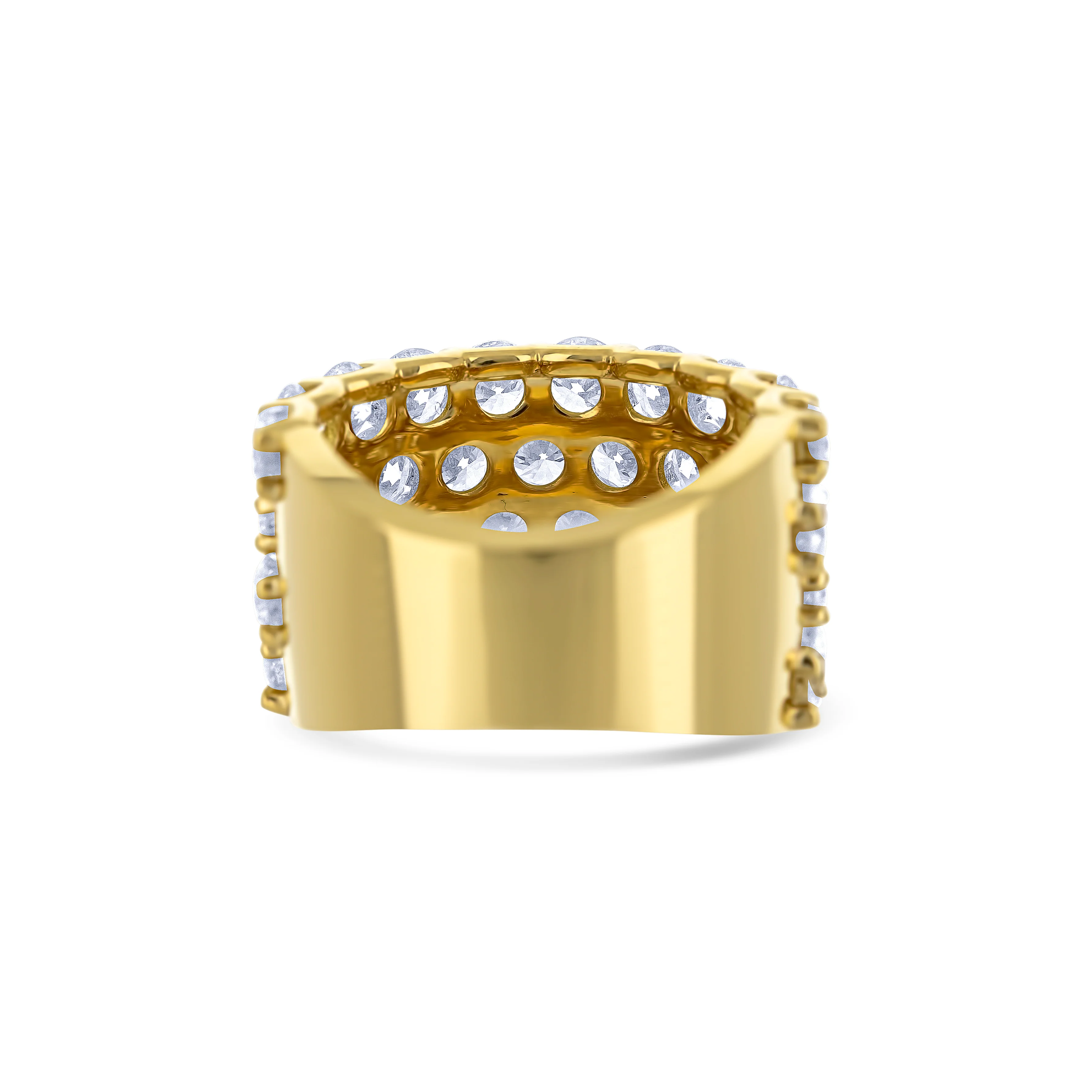 18K Yellow Gold Round Cut 4-Row Diamond Band - Image 4
