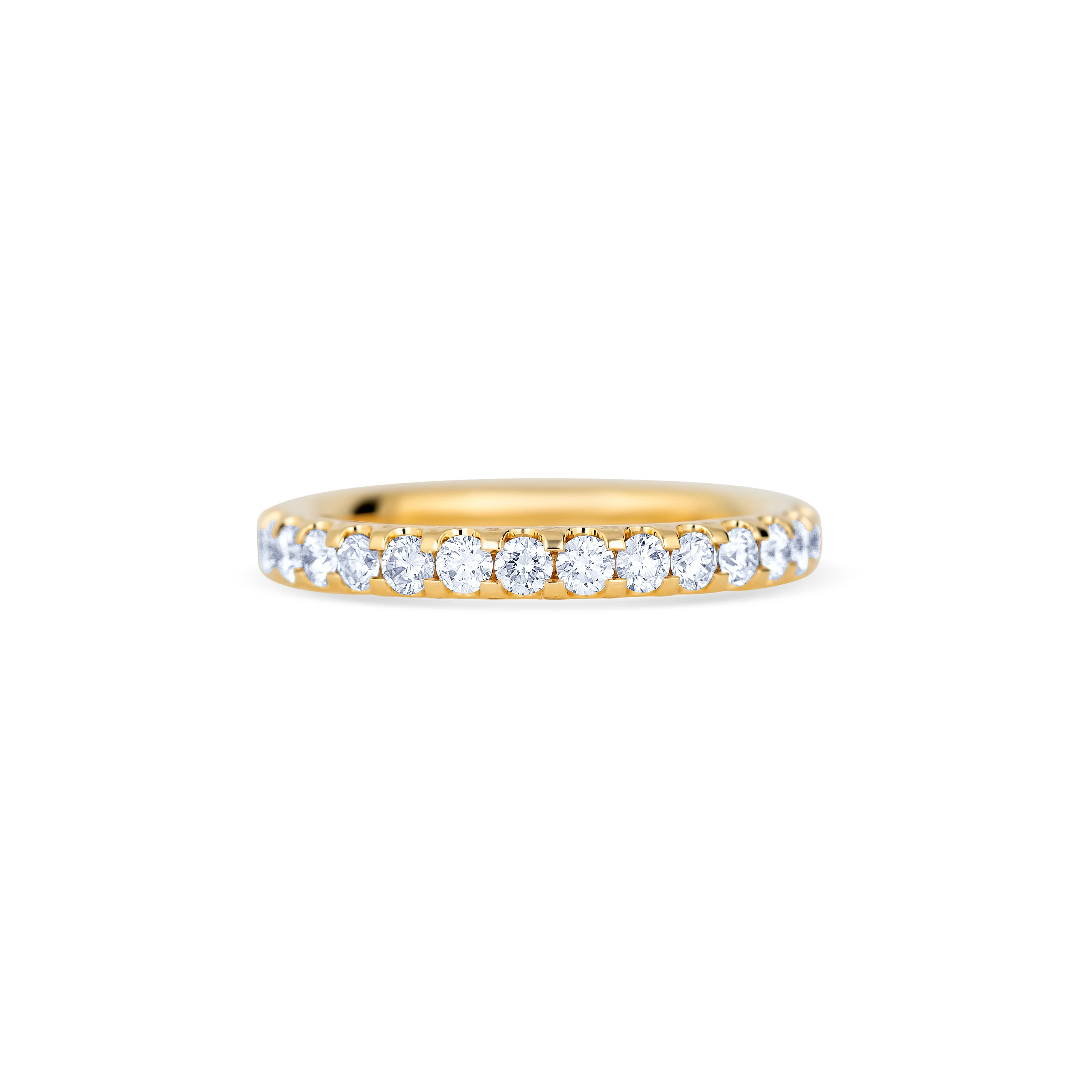 18K Yellow Gold Round Cut White Diamond Eternity Wedding Band