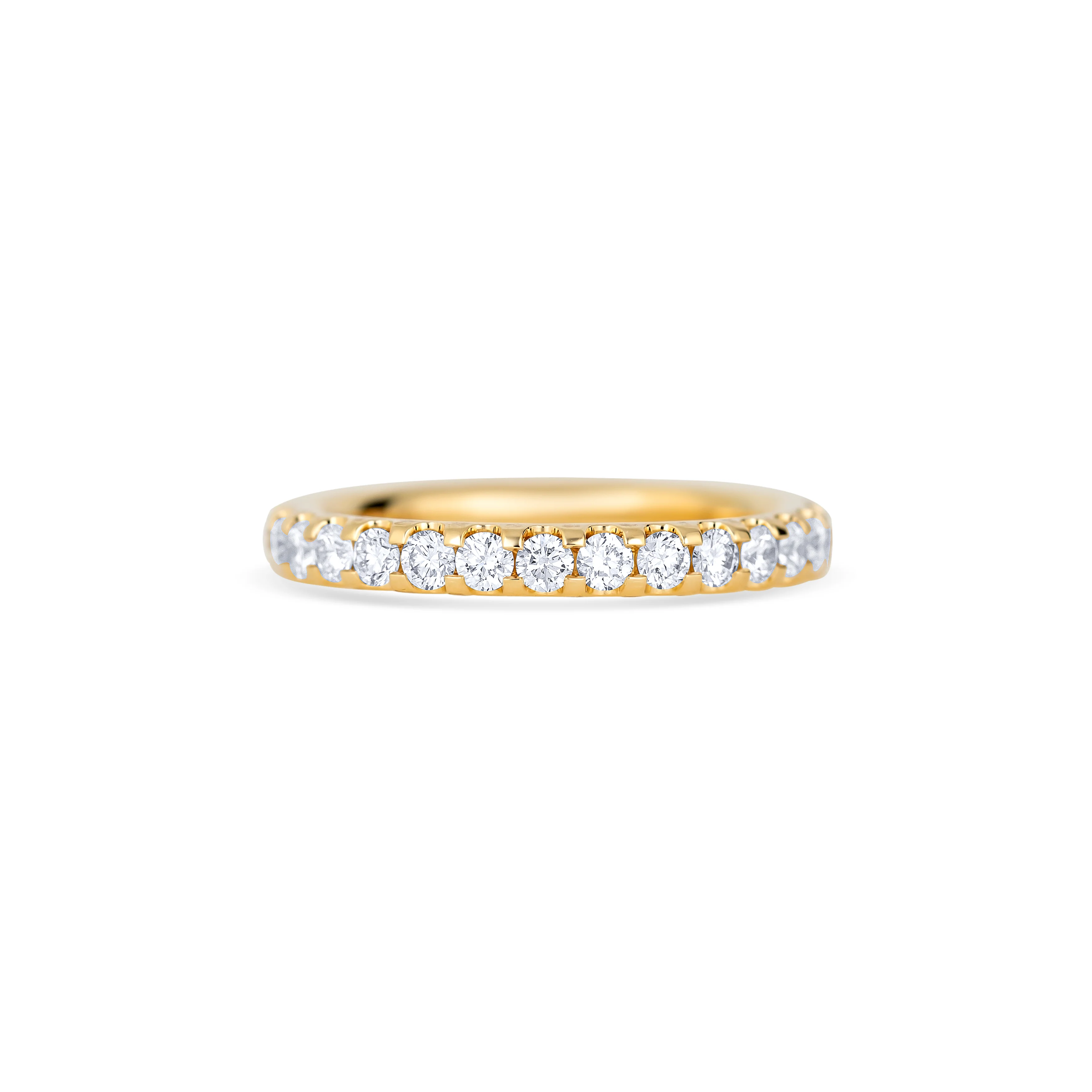 18K Yellow Gold Round Cut White Diamond Eternity Wedding Band - Image 2