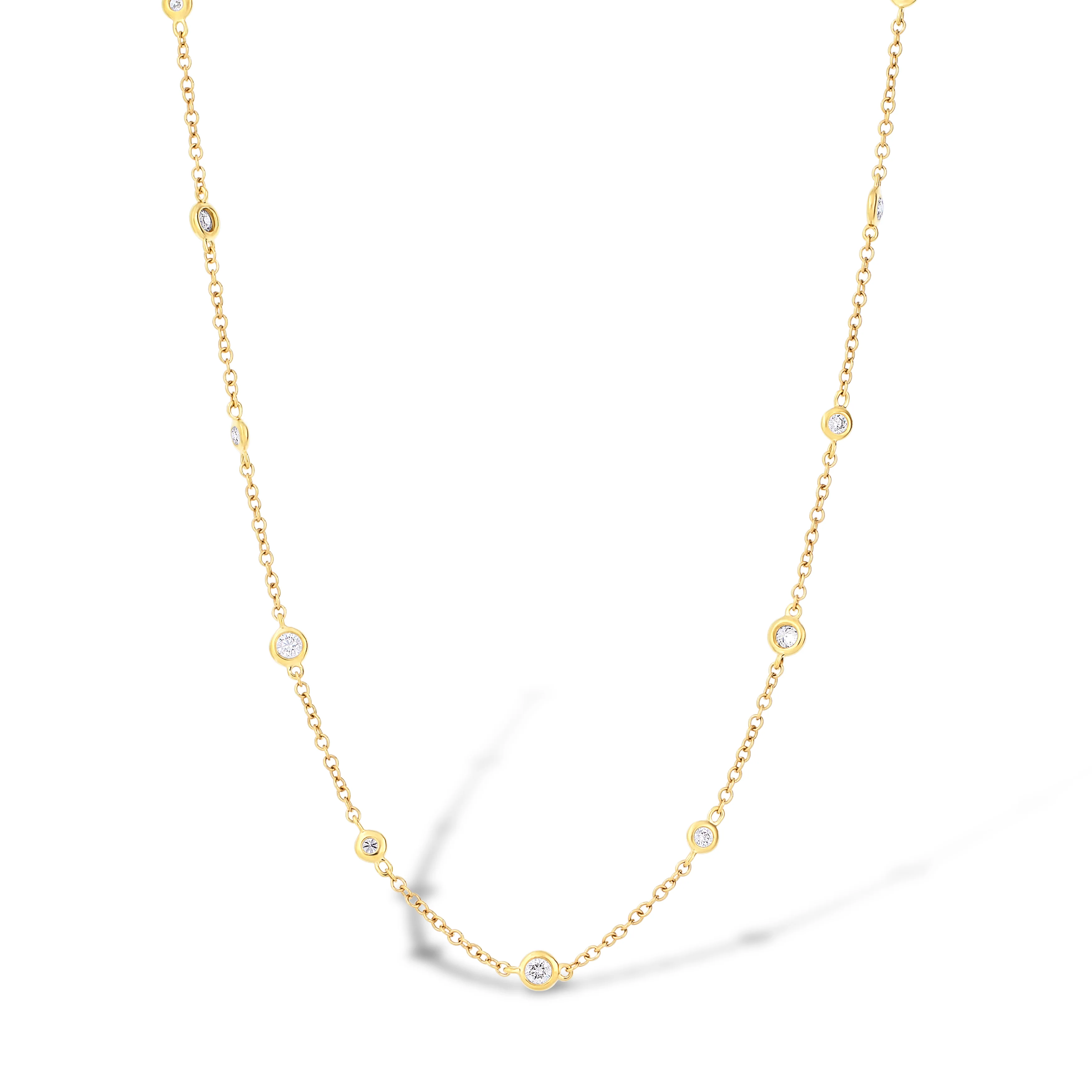 18K Yellow Gold Bezel Set Diamond by the Yard Necklace - Image 2