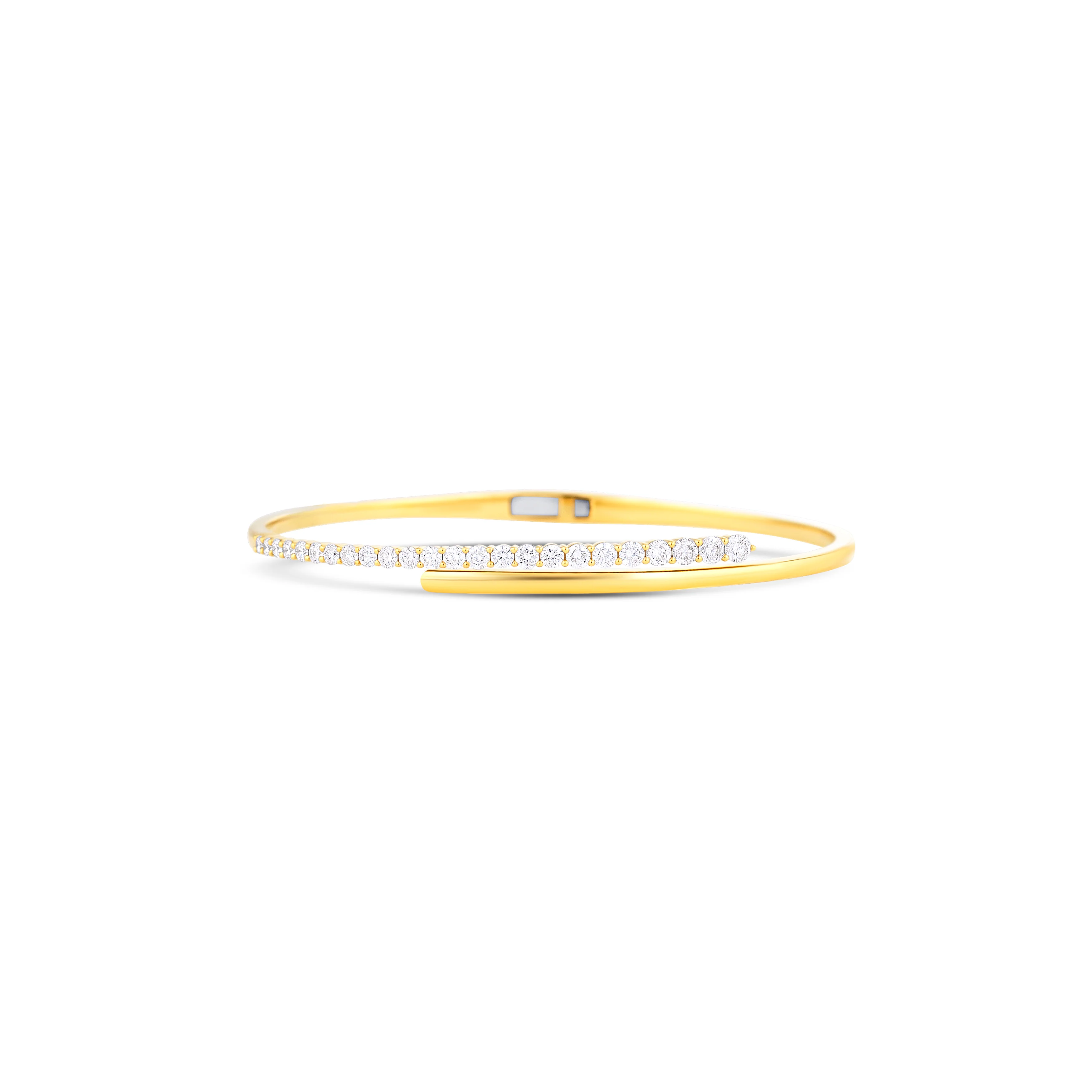 18K Yellow Gold Round Diamond Hinged Bracelet