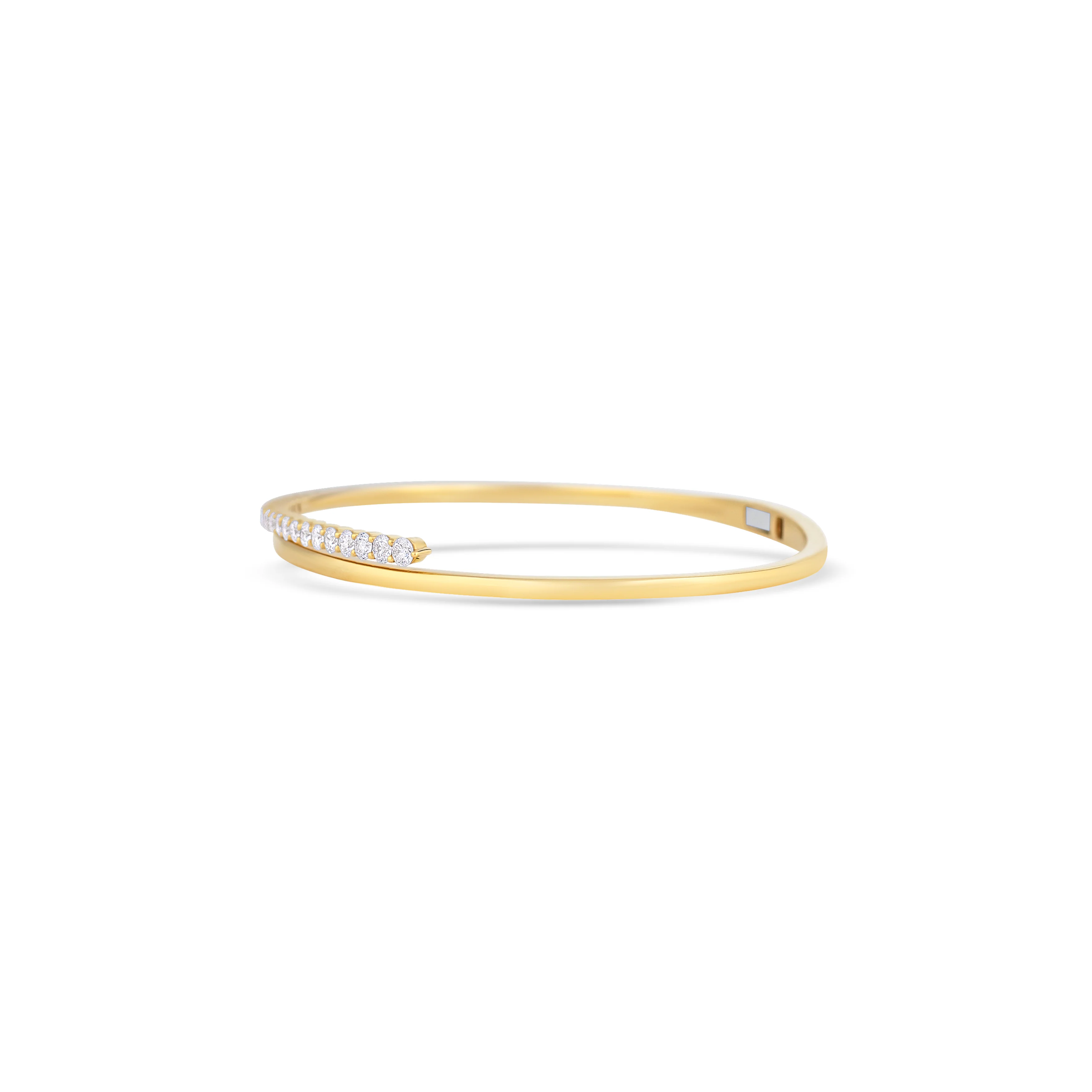 18K Yellow Gold Round Diamond Hinged Bracelet - Image 2