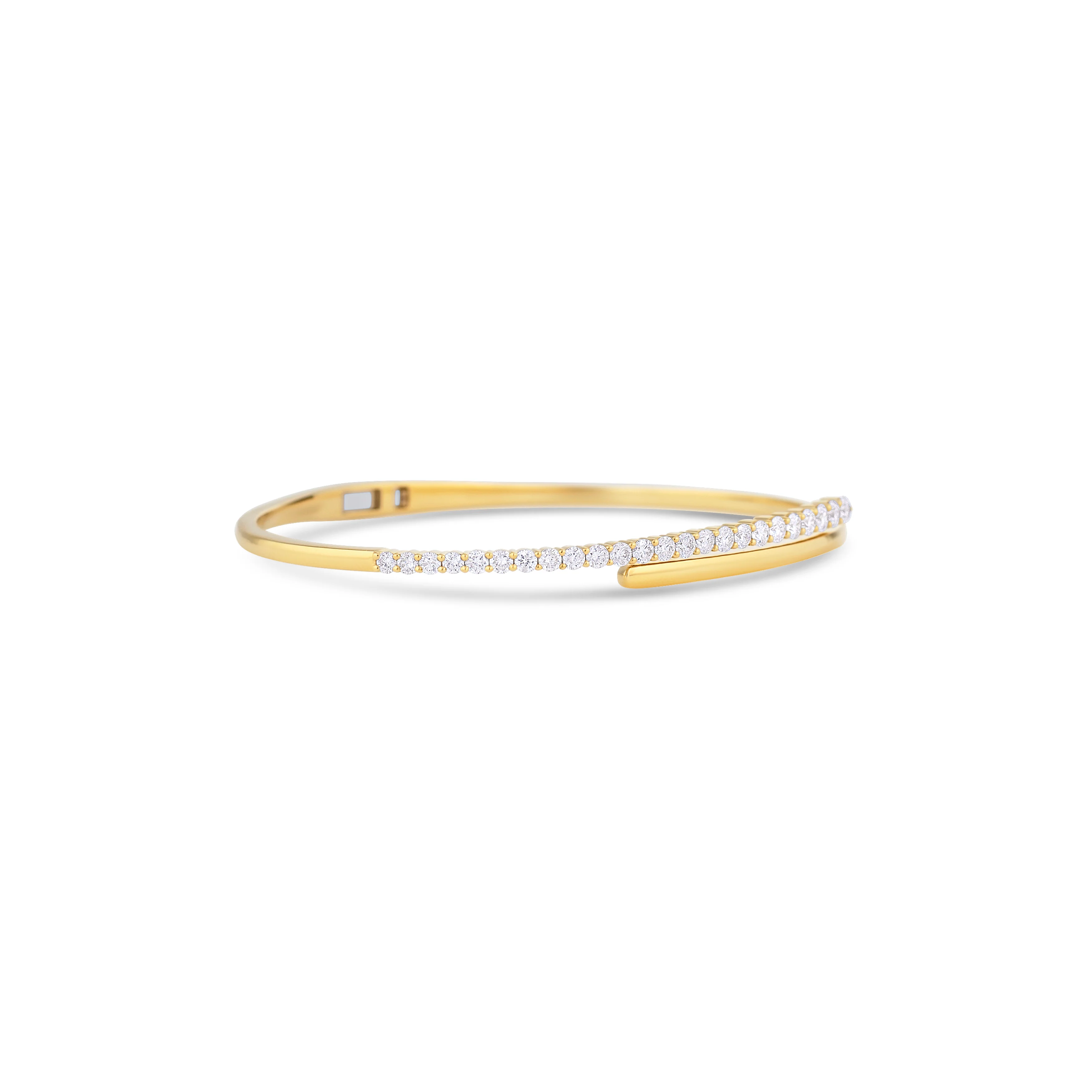 18K Yellow Gold Round Diamond Hinged Bracelet - Image 3