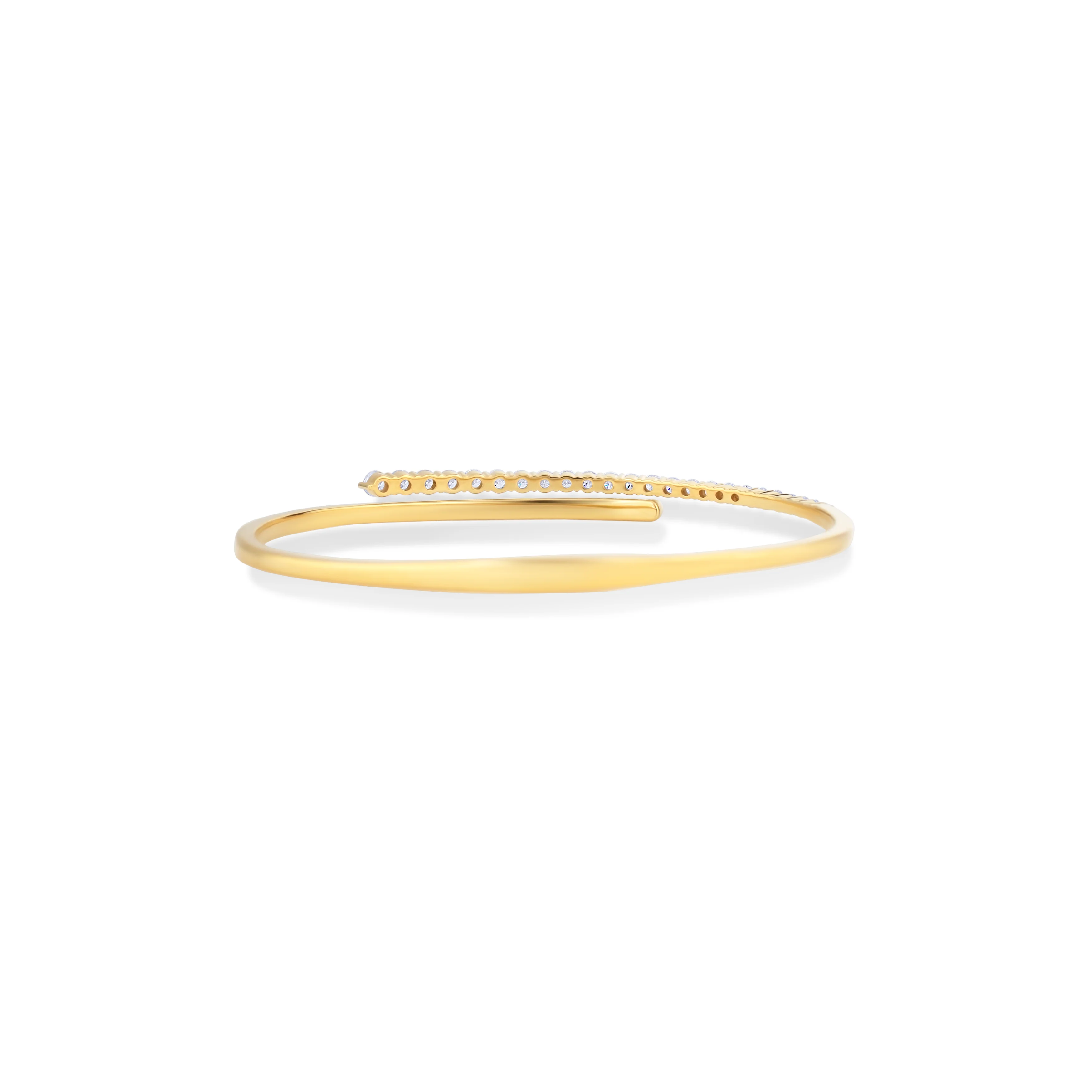 18K Yellow Gold Round Diamond Hinged Bracelet - Image 4