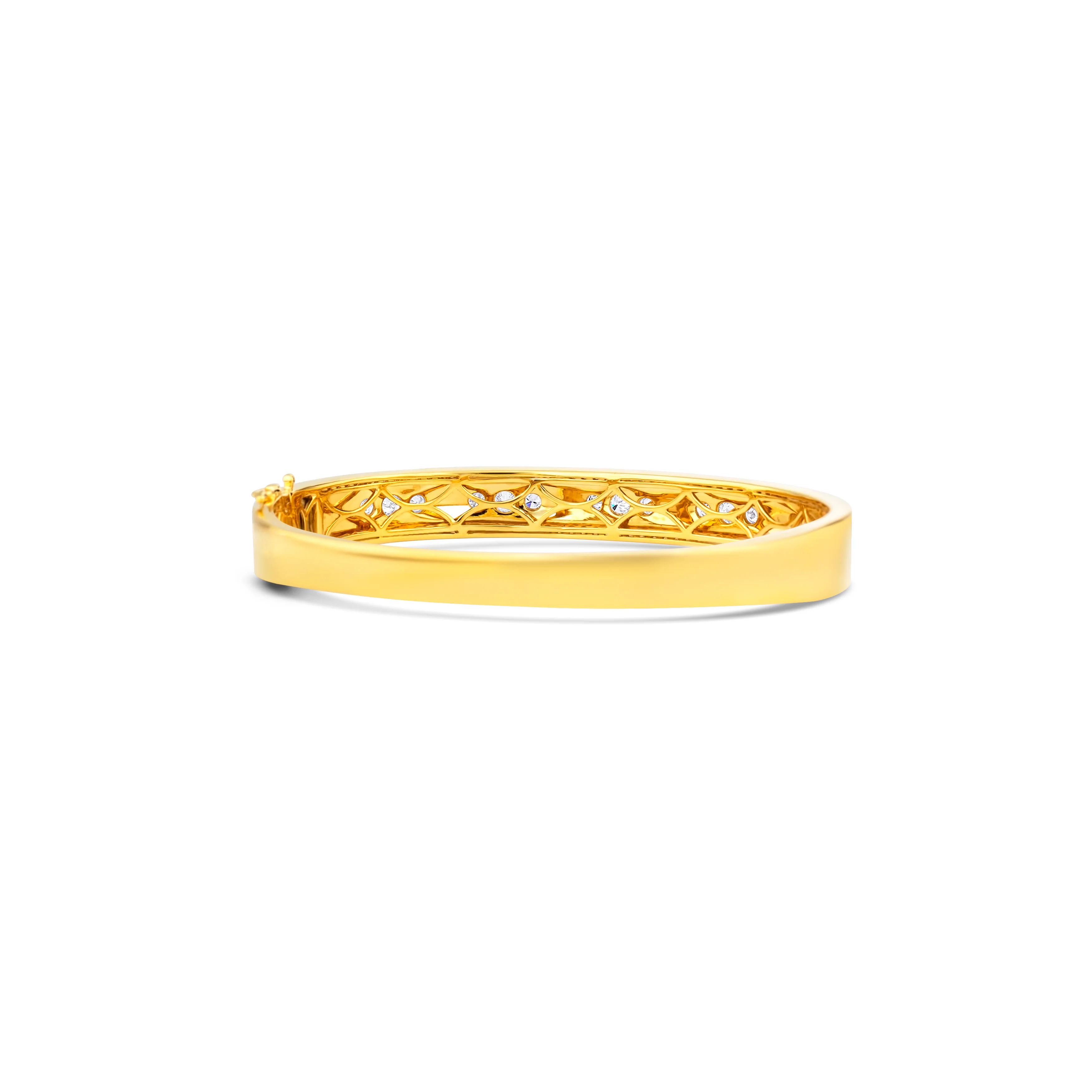 18K Yellow Gold Round Diamond Hinged Bracelet - Image 4