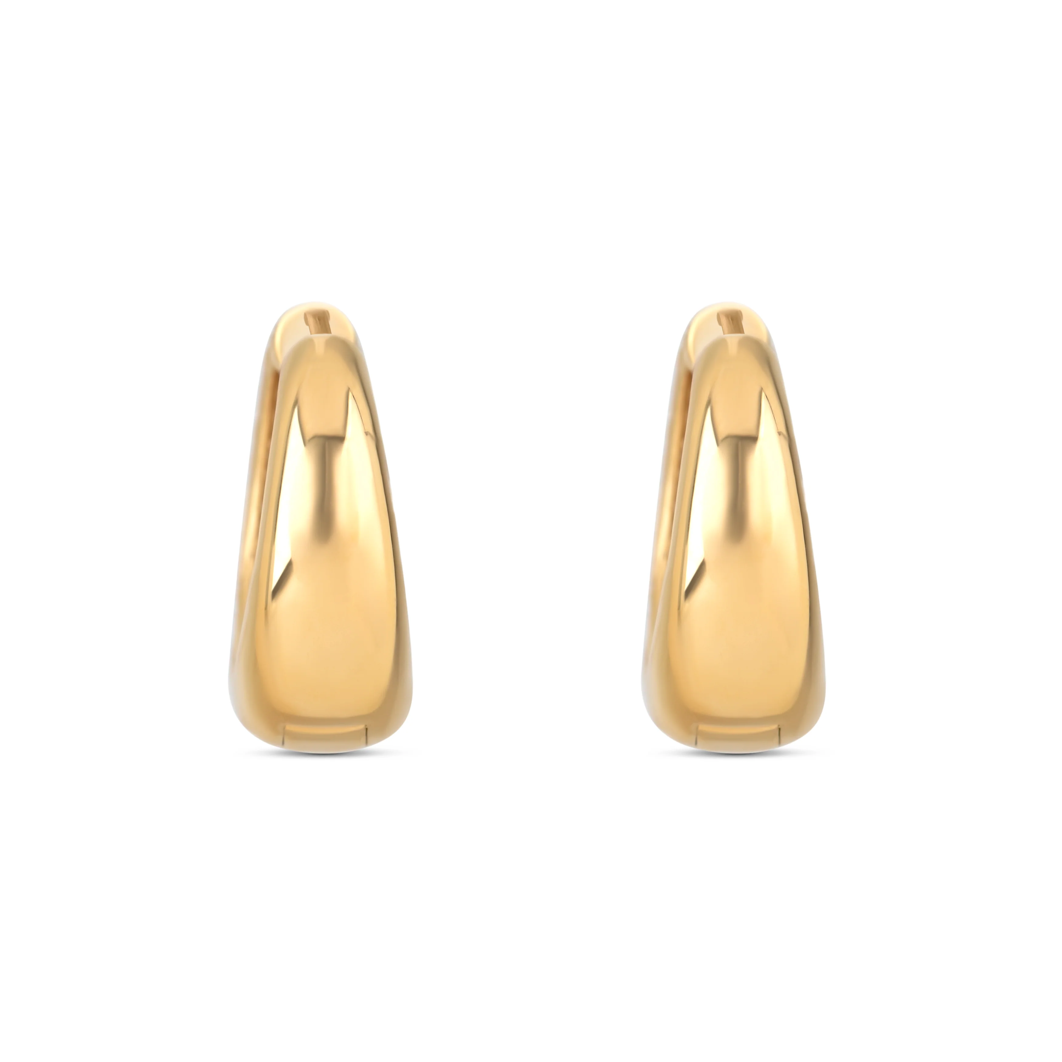 18K Yellow Gold Round Diamond Hoop Earrings - Image 4