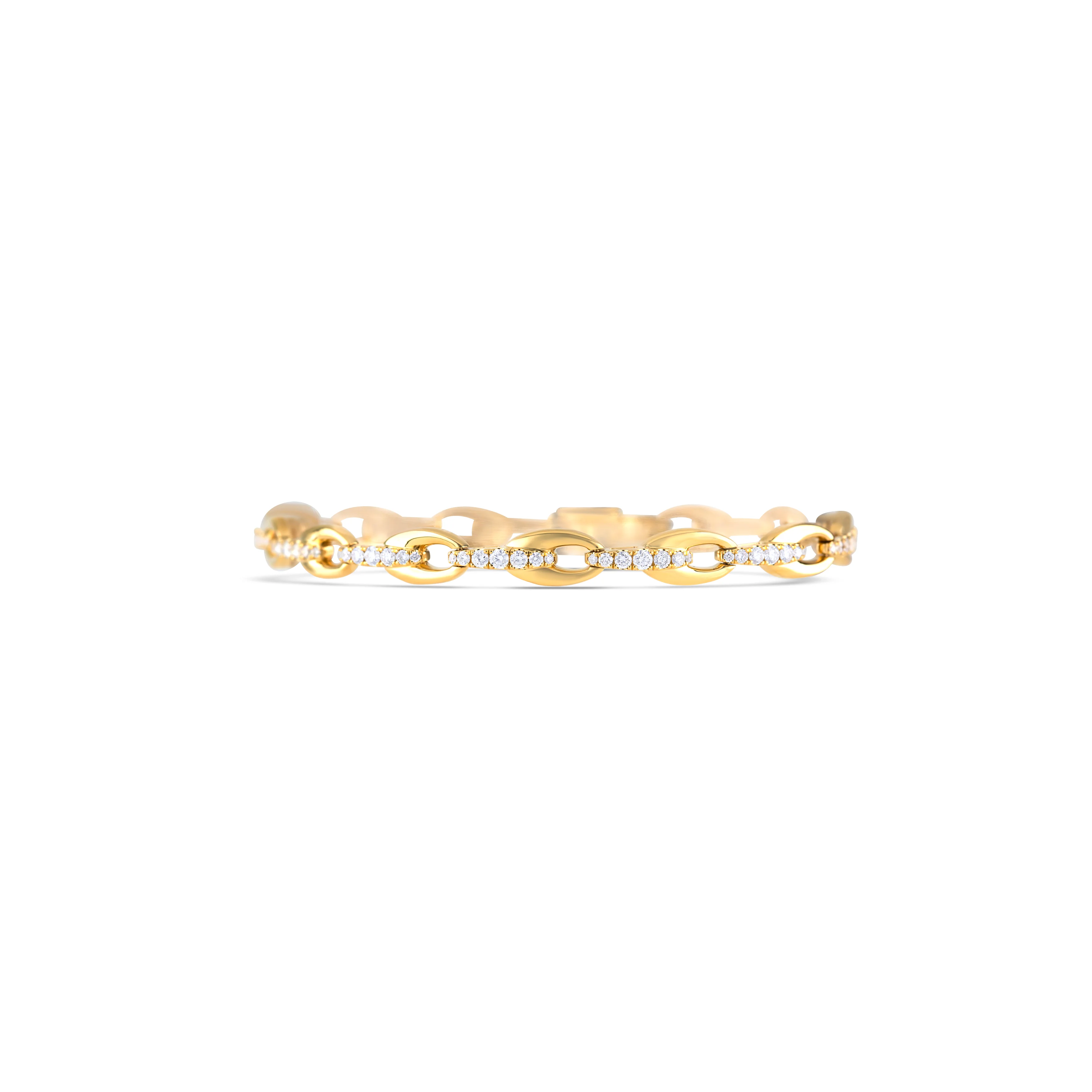 18K Yellow Gold Round Diamond Link Bracelet - Image 2