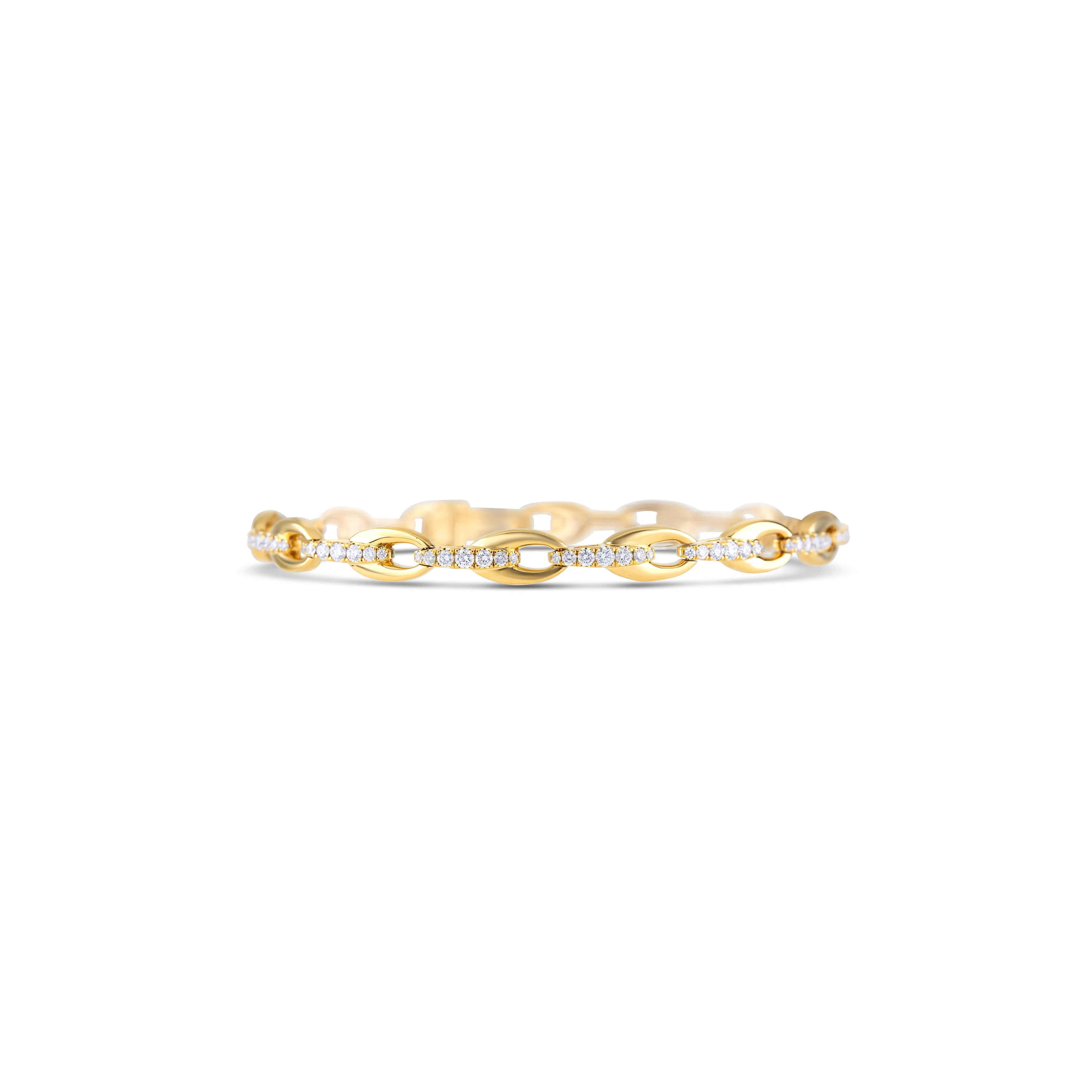 18K Yellow Gold Round Diamond Link Bracelet - Image 3
