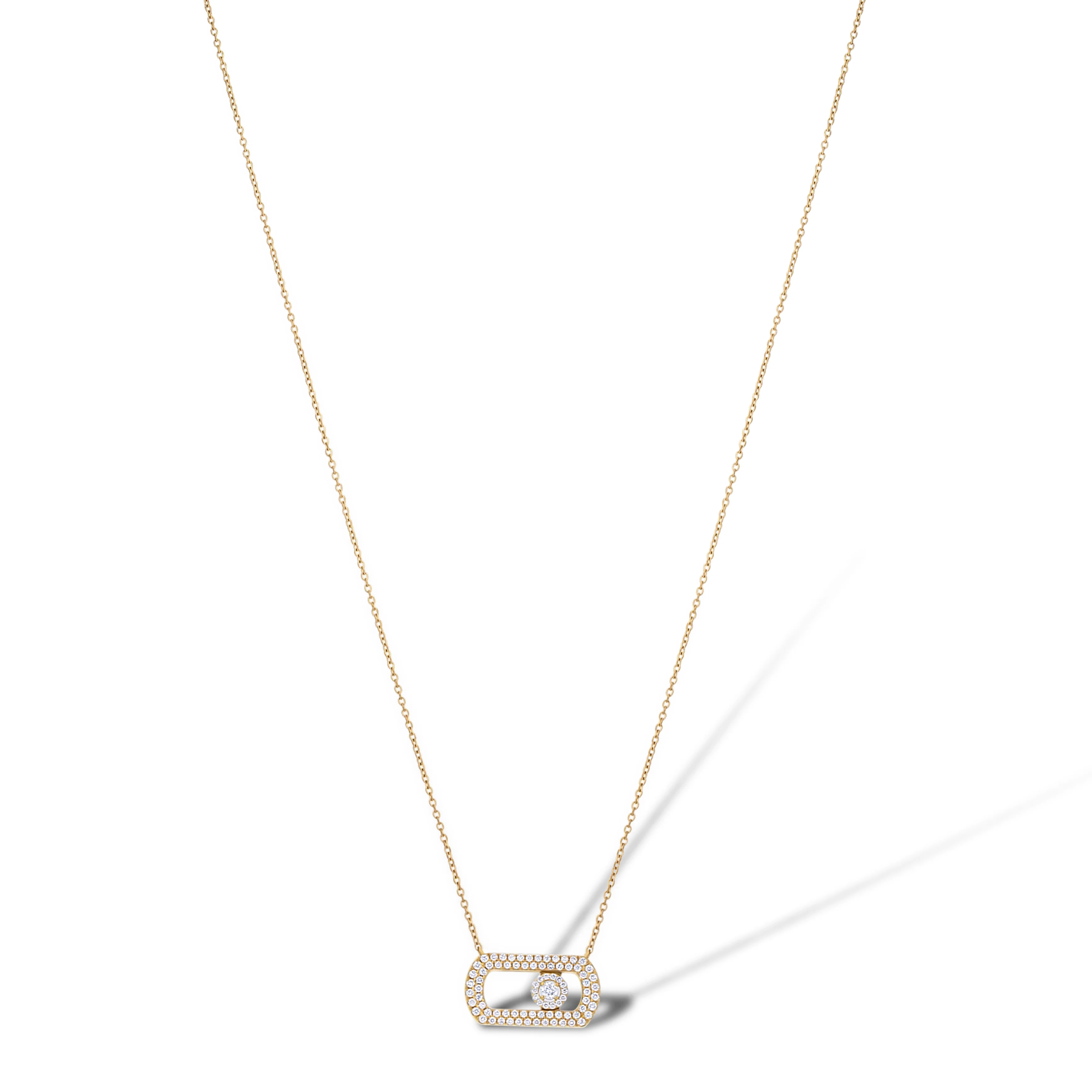 18K Yellow Gold Pave Diamond Cut-Out Necklace