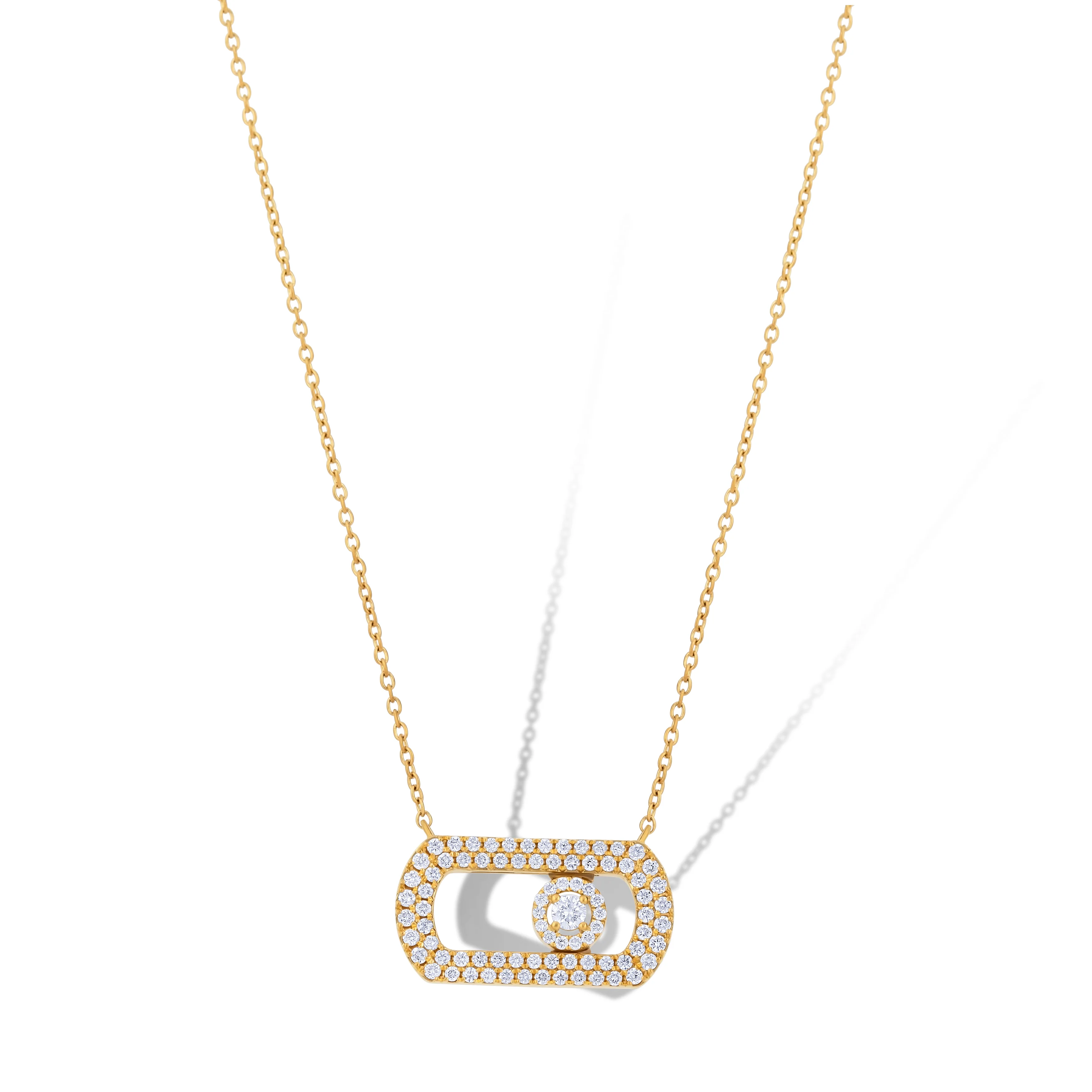 18K Yellow Gold Pave Diamond Cut-Out Necklace - Image 2