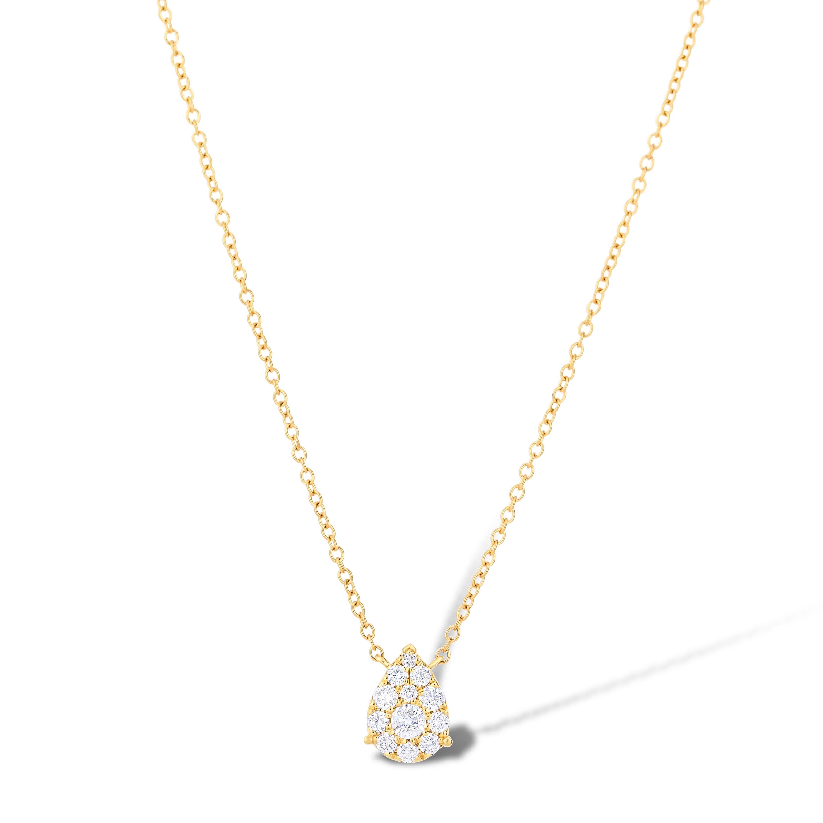 18K Yellow Gold Round Diamond Pendant Necklace - Image 2