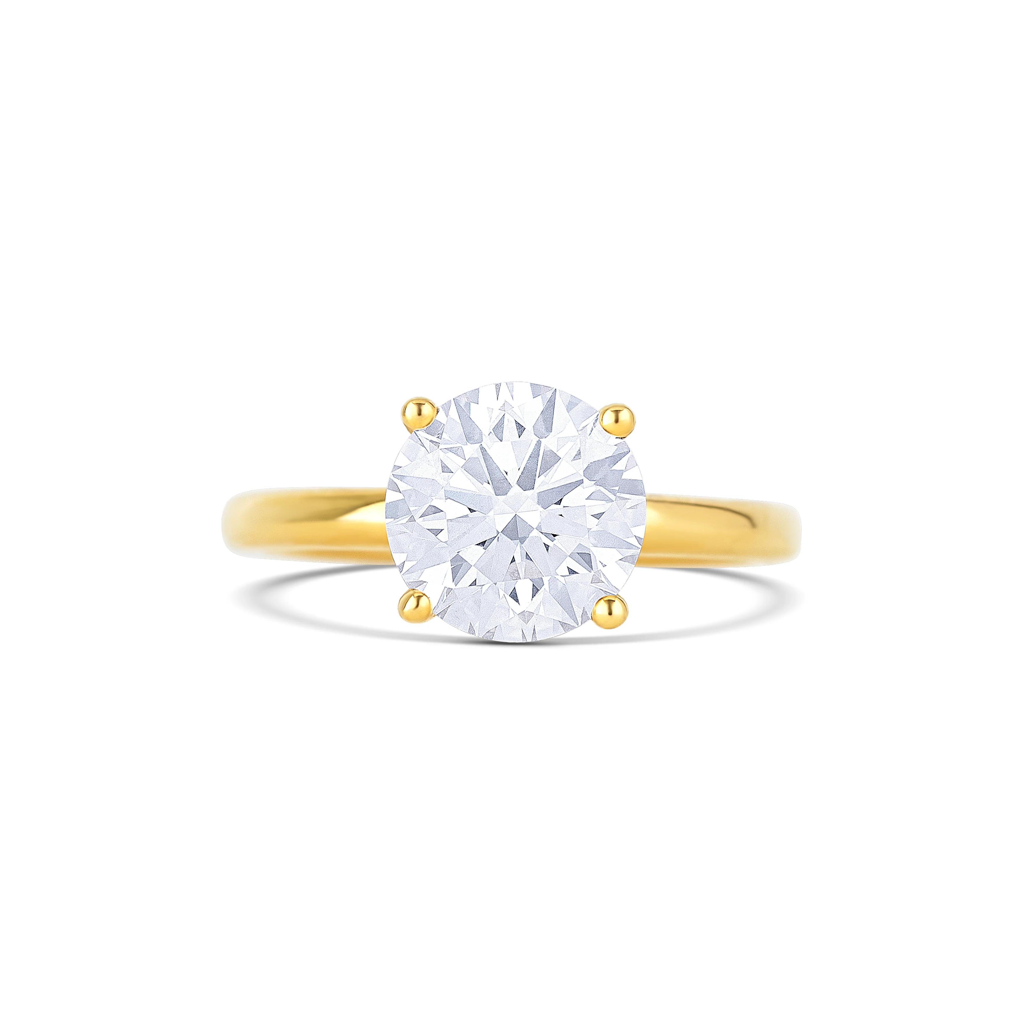 18K Yellow Gold Round Lab-Grown Diamond Engagement Ring