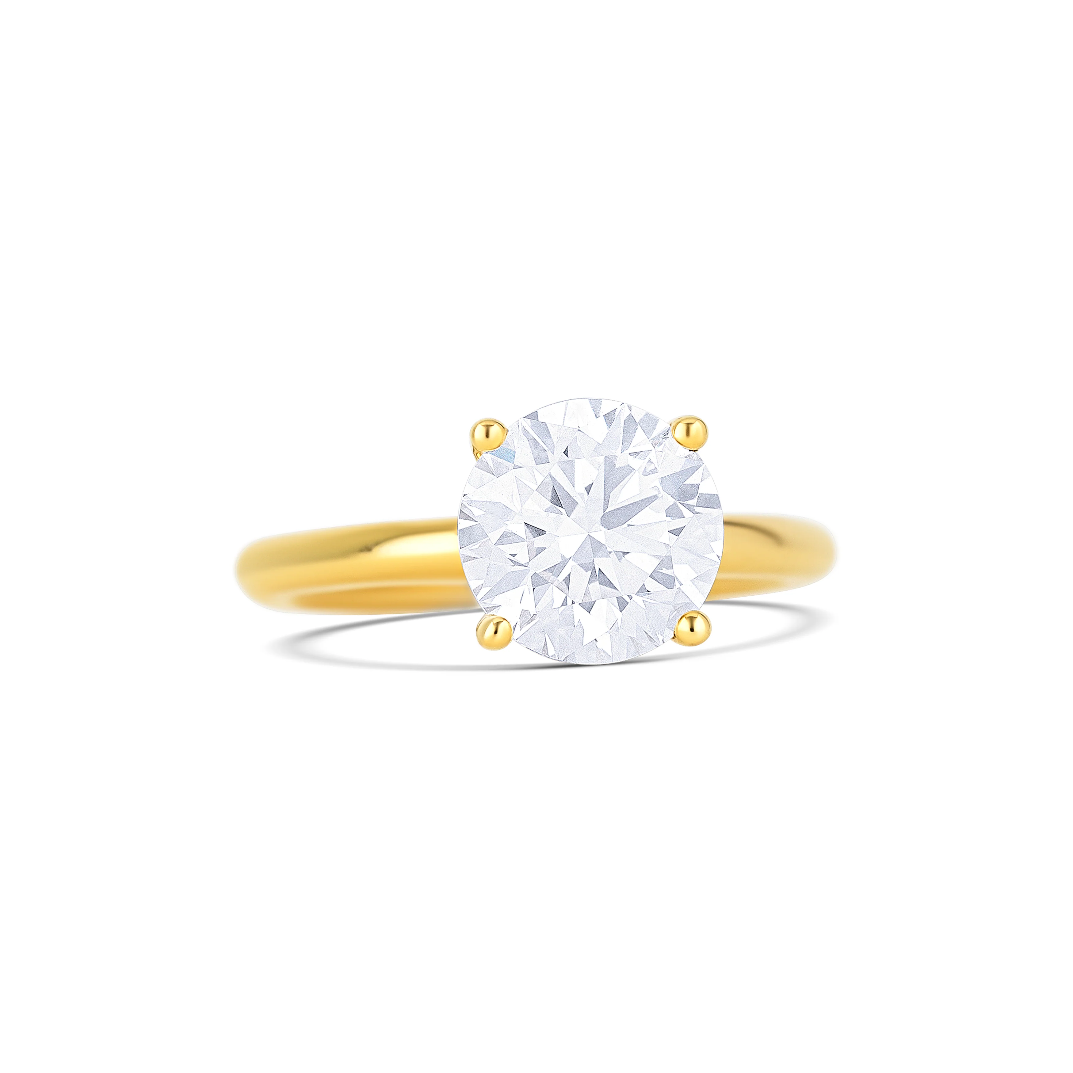 18K Yellow Gold Round Lab-Grown Diamond Engagement Ring - Image 3