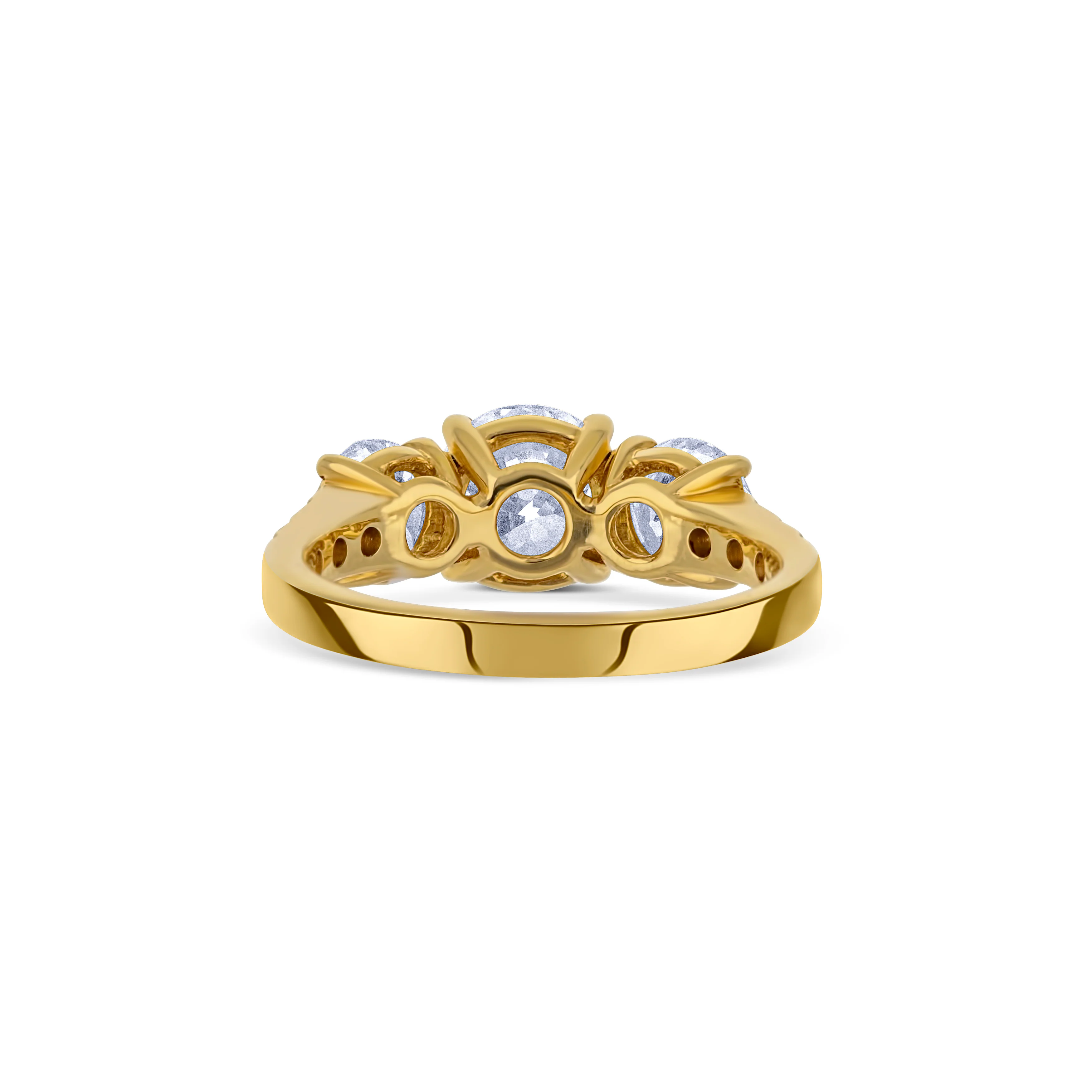 18K Yellow Gold Three Stone Diamond Engagement Ring Size 6.5 - Image 4