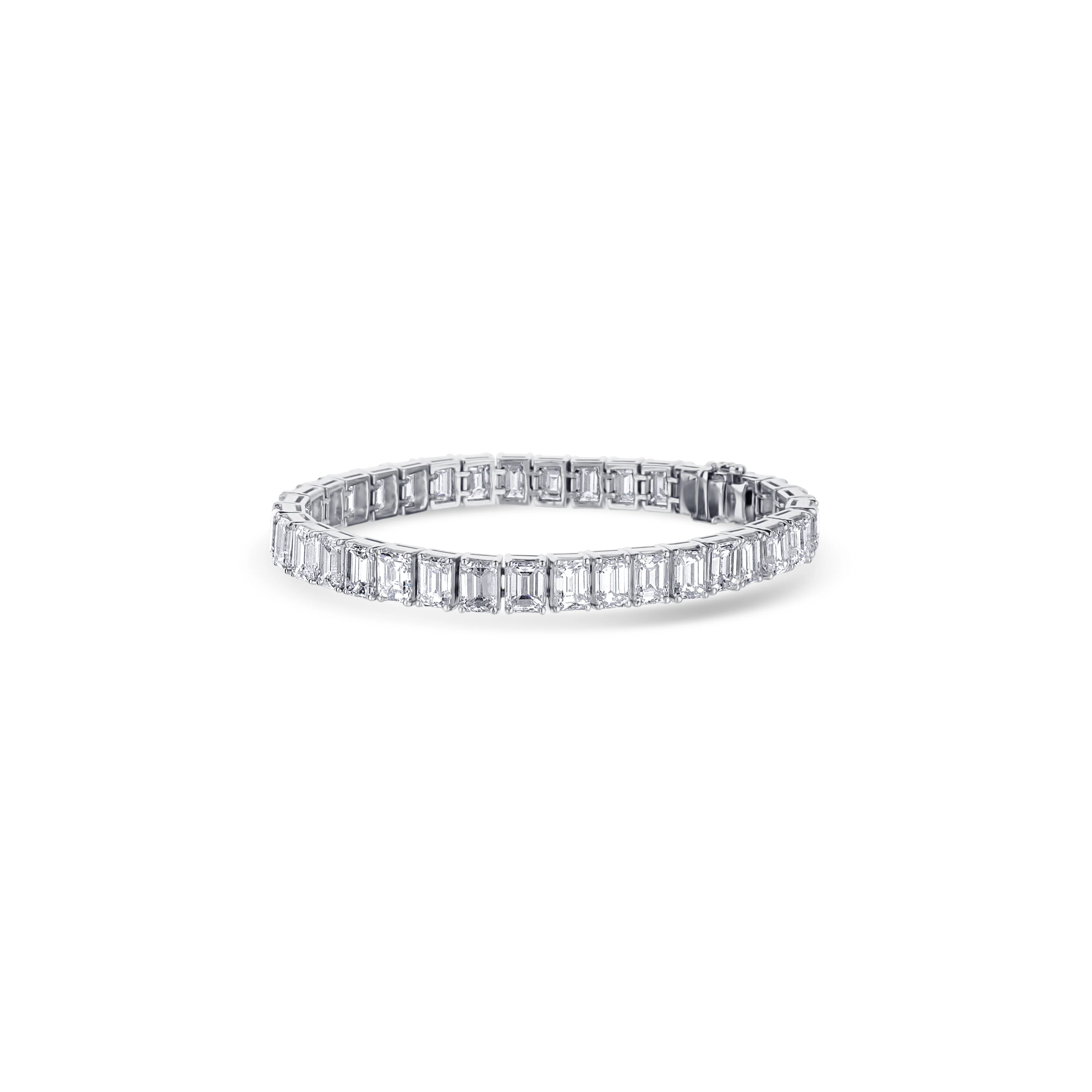 36 Emerald Diamond Cut Diamond Tennis Bracelet - Image 2