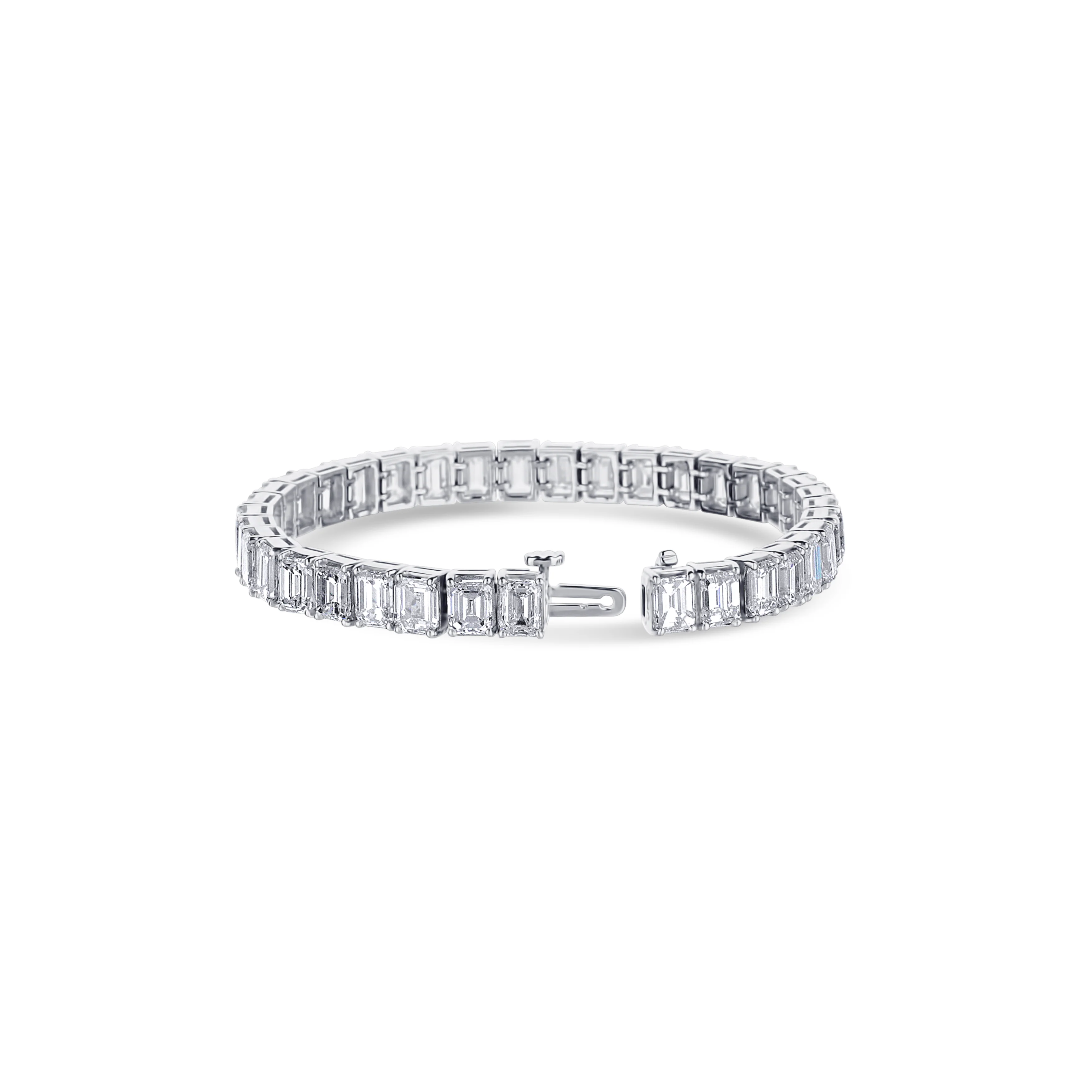 36 Emerald Diamond Cut Diamond Tennis Bracelet - Image 3