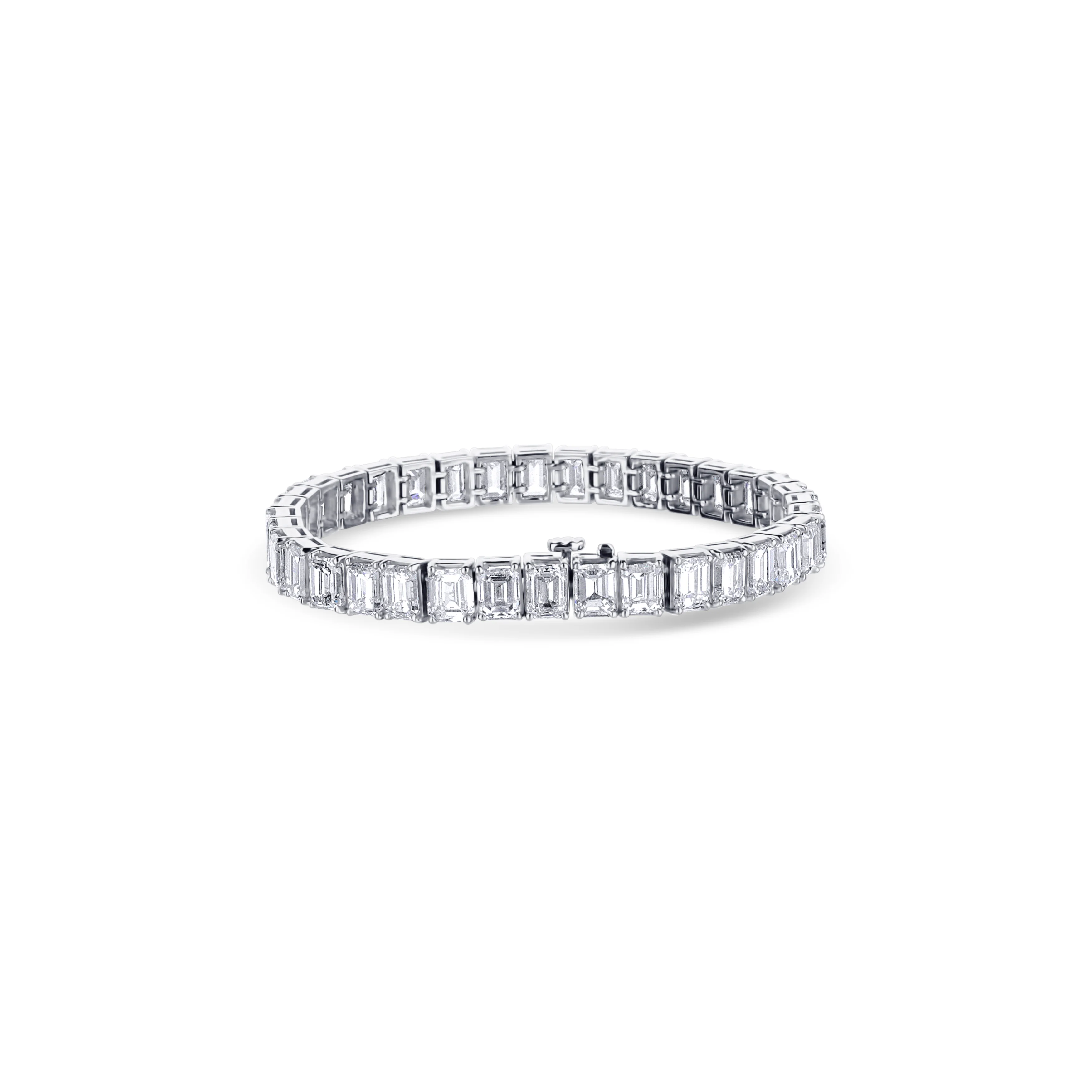 36 Emerald Diamond Cut Diamond Tennis Bracelet - Image 4